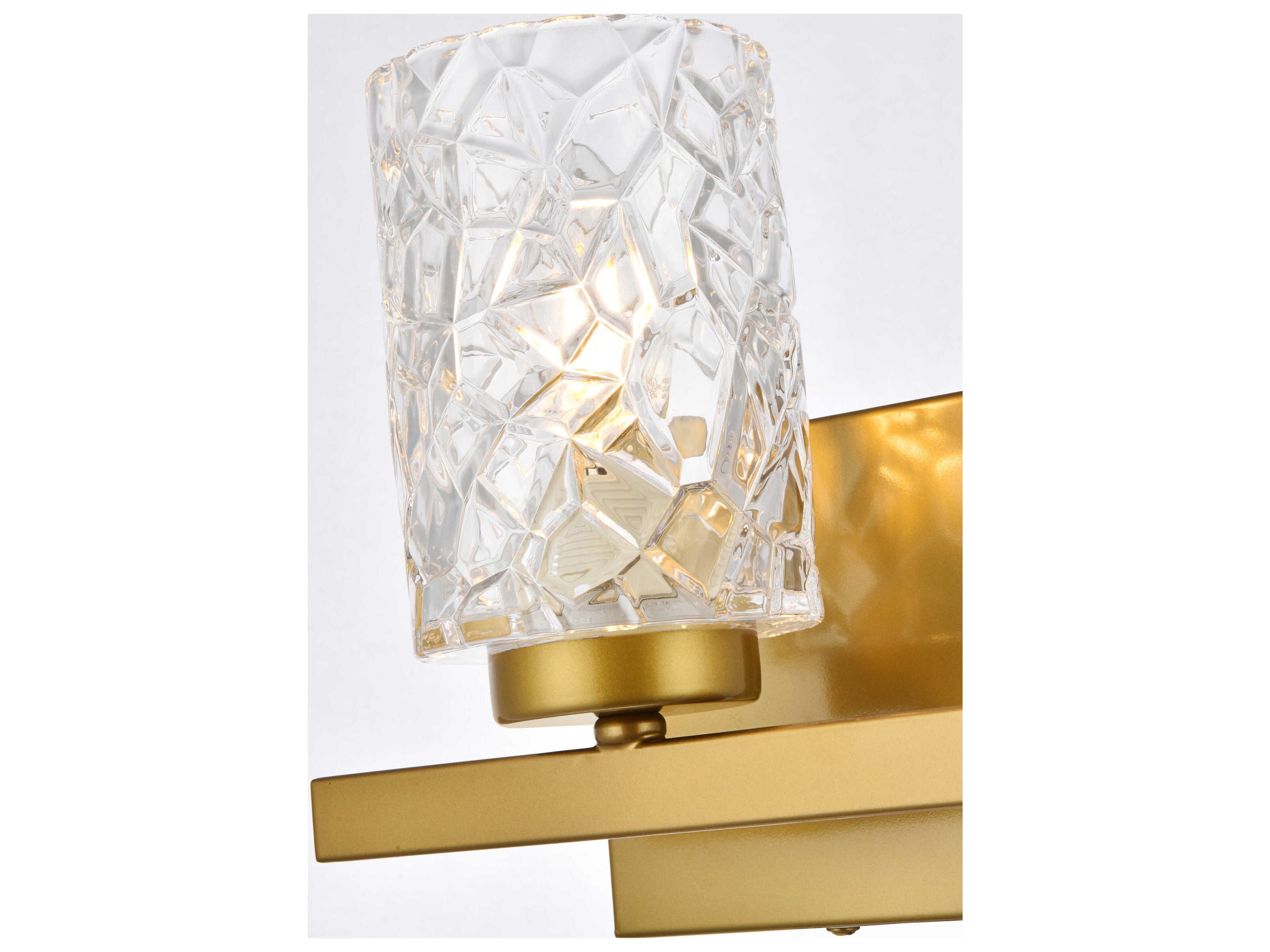 Elegant Lighting Cassie 1-Light Brass And Clear Shade Glass Wall Sconce