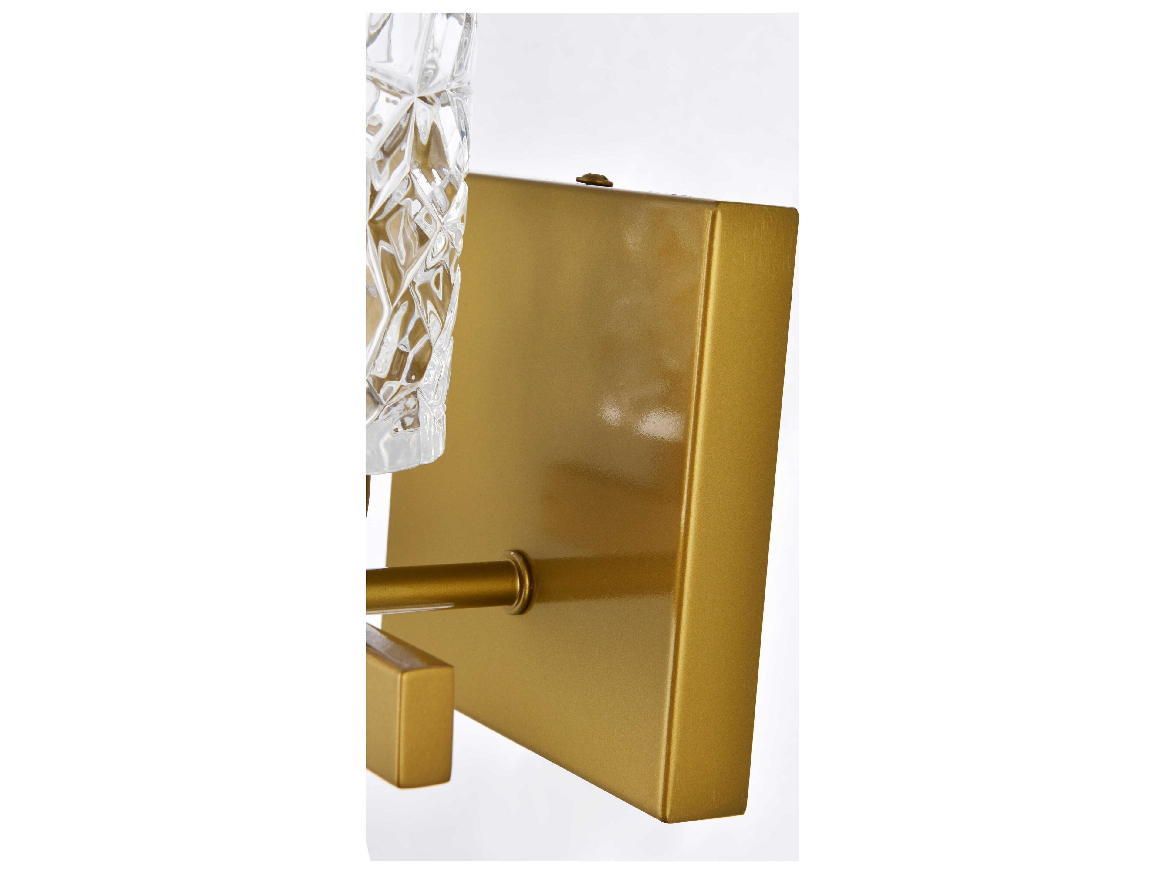 Elegant Lighting Cassie 1-Light Brass And Clear Shade Glass Wall Sconce