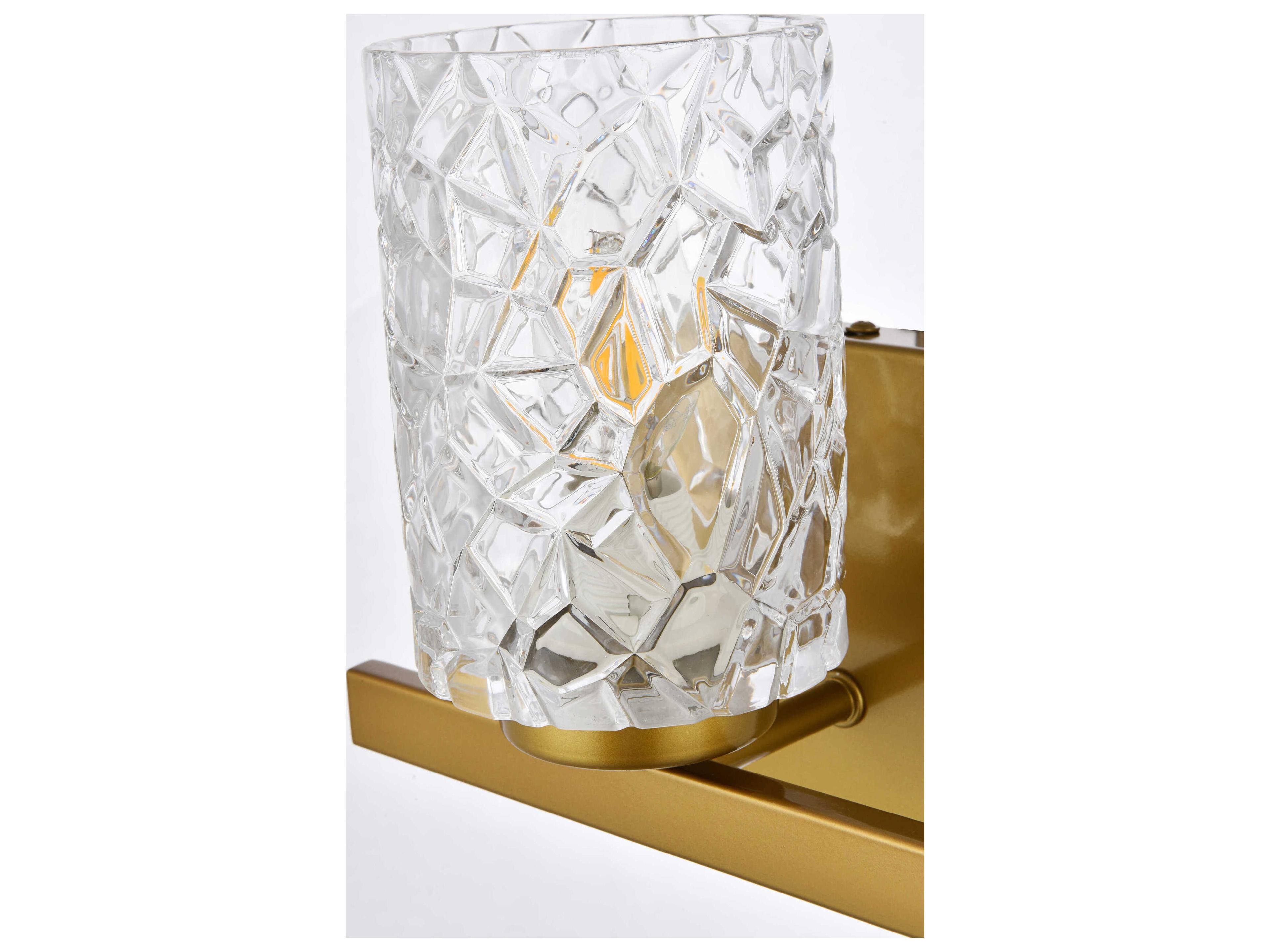 Elegant Lighting Cassie 1-Light Brass And Clear Shade Glass Wall Sconce
