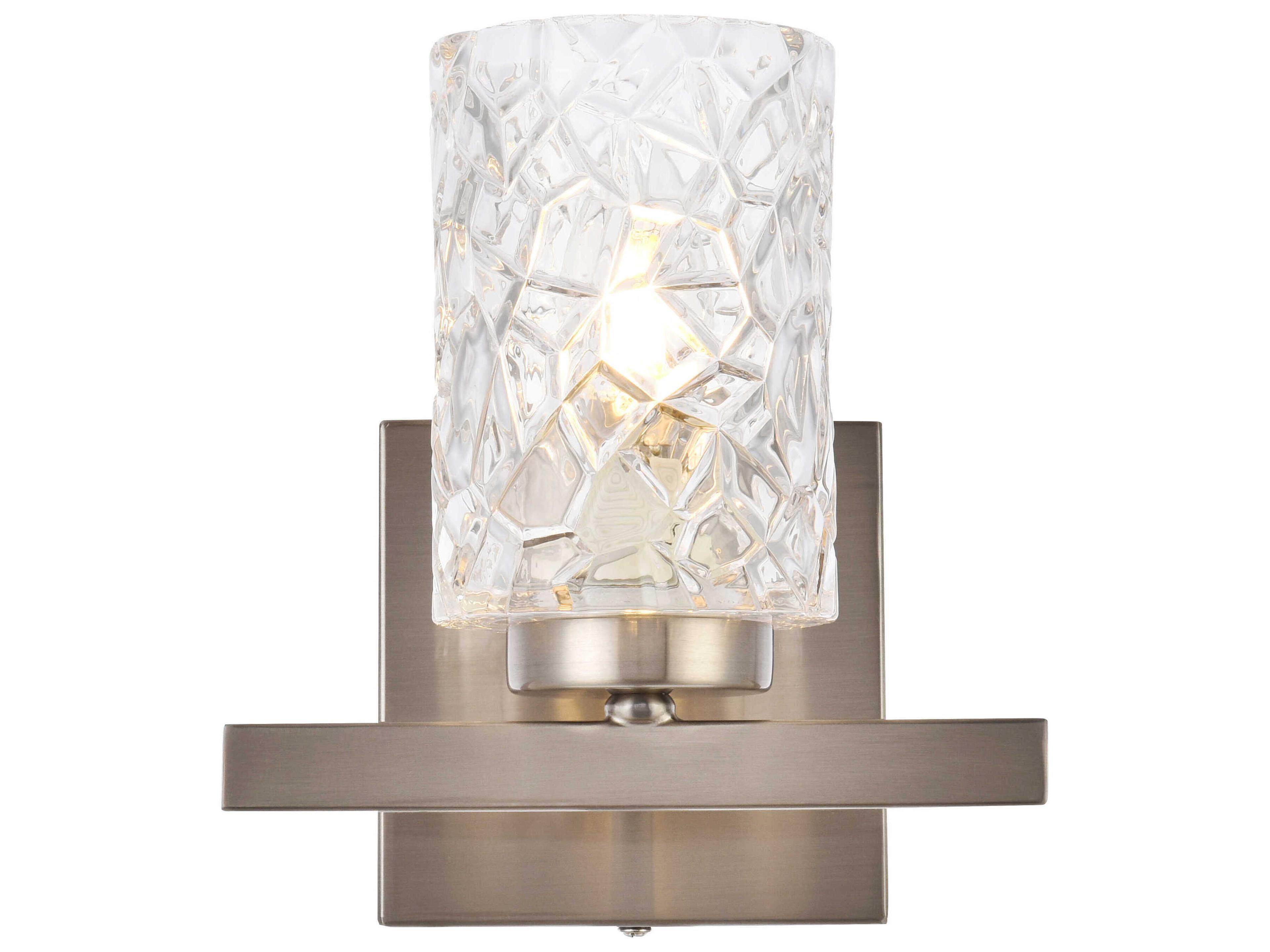 Cassie 1-Light Satin Nickel And Clear Shade Glass Wall Sconce