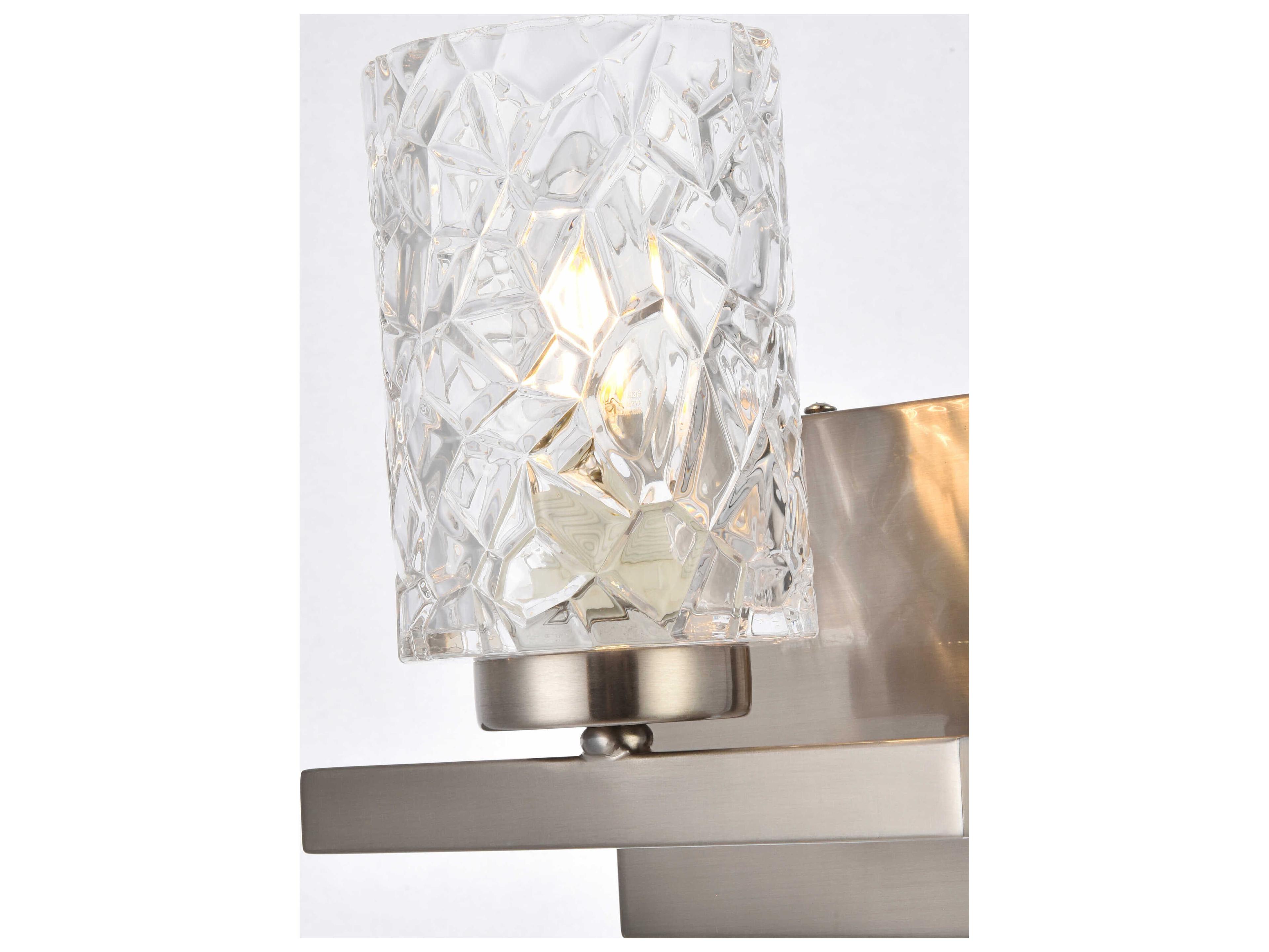 Elegant Lighting Cassie 1-Light Satin Nickel And Clear Shade Glass Wall Sconce