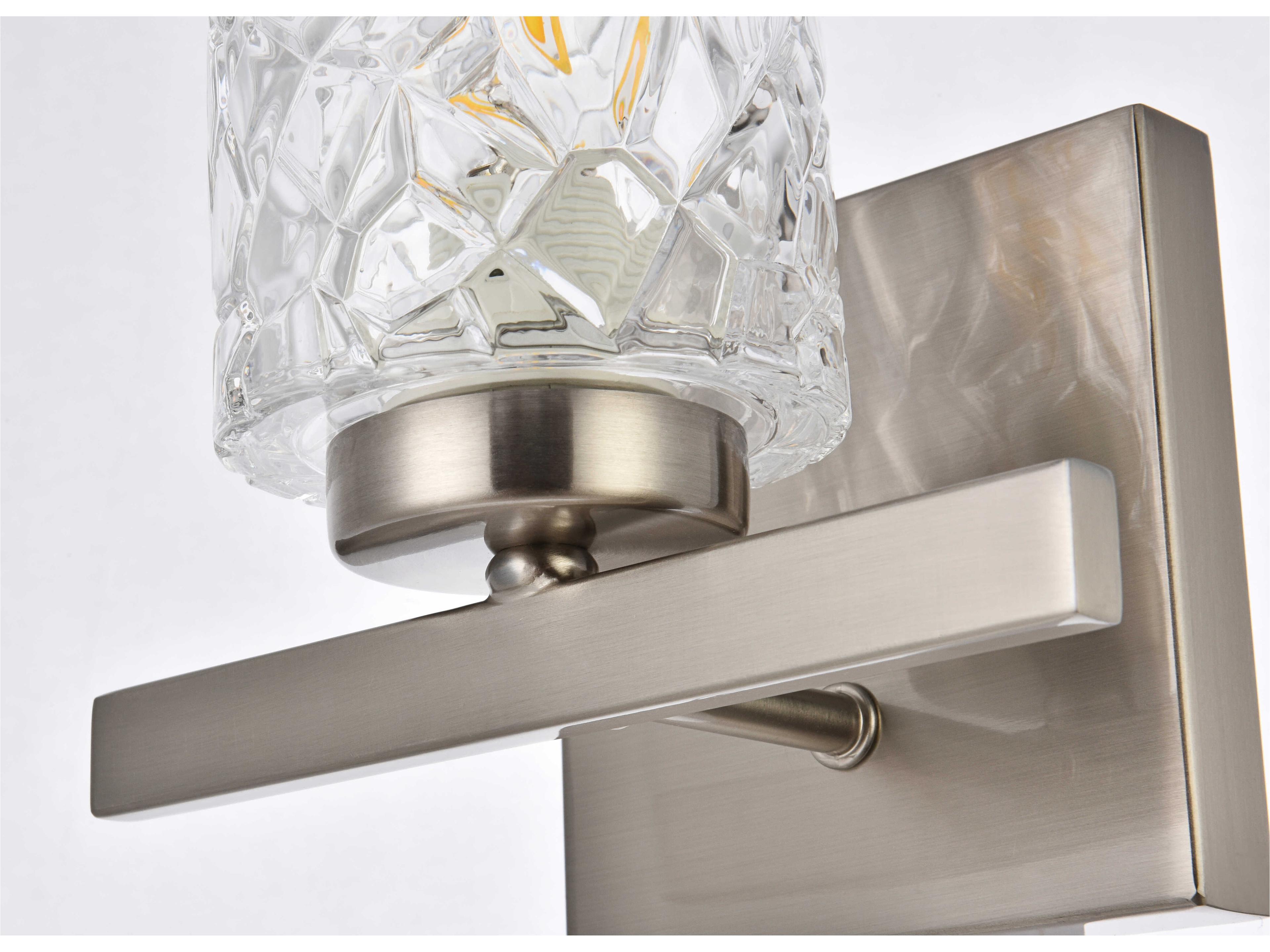 Elegant Lighting Cassie 1-Light Satin Nickel And Clear Shade Glass Wall Sconce