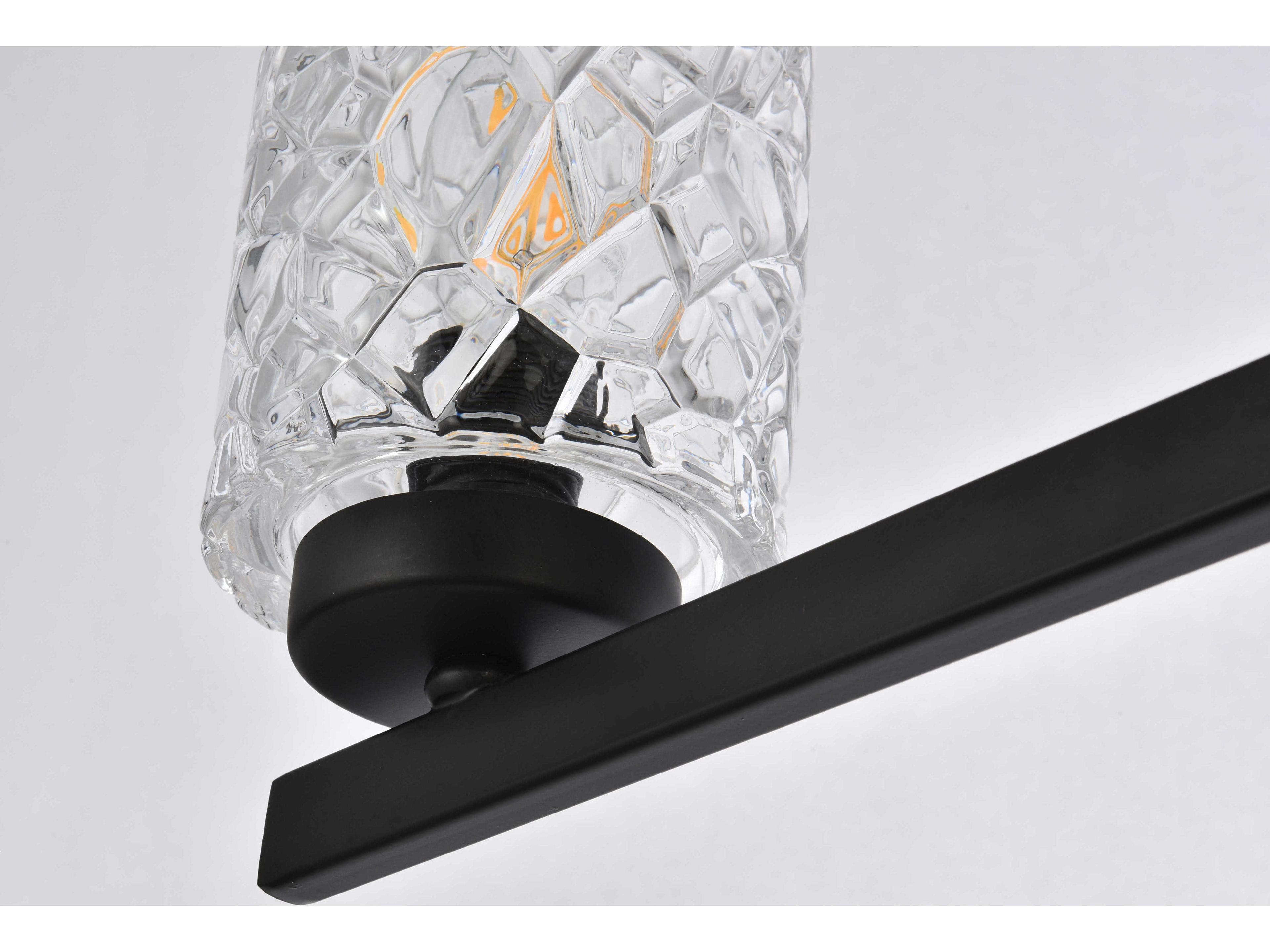 Elegant Lighting Cassie 3-Light Black And Clear Shade Glass Vanity Light