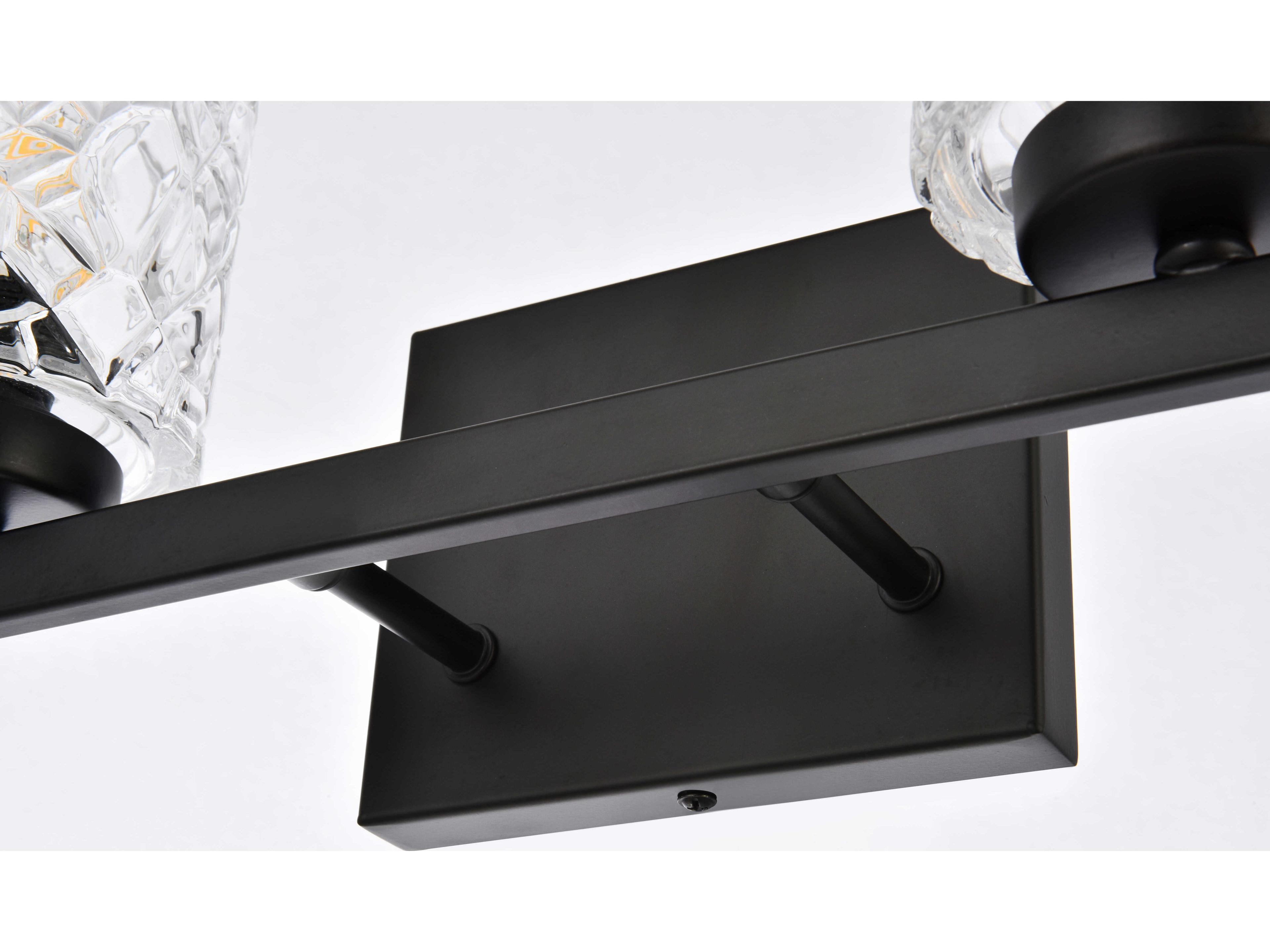 Elegant Lighting Cassie 4-Light Black And Clear Shade Glass Vanity Light