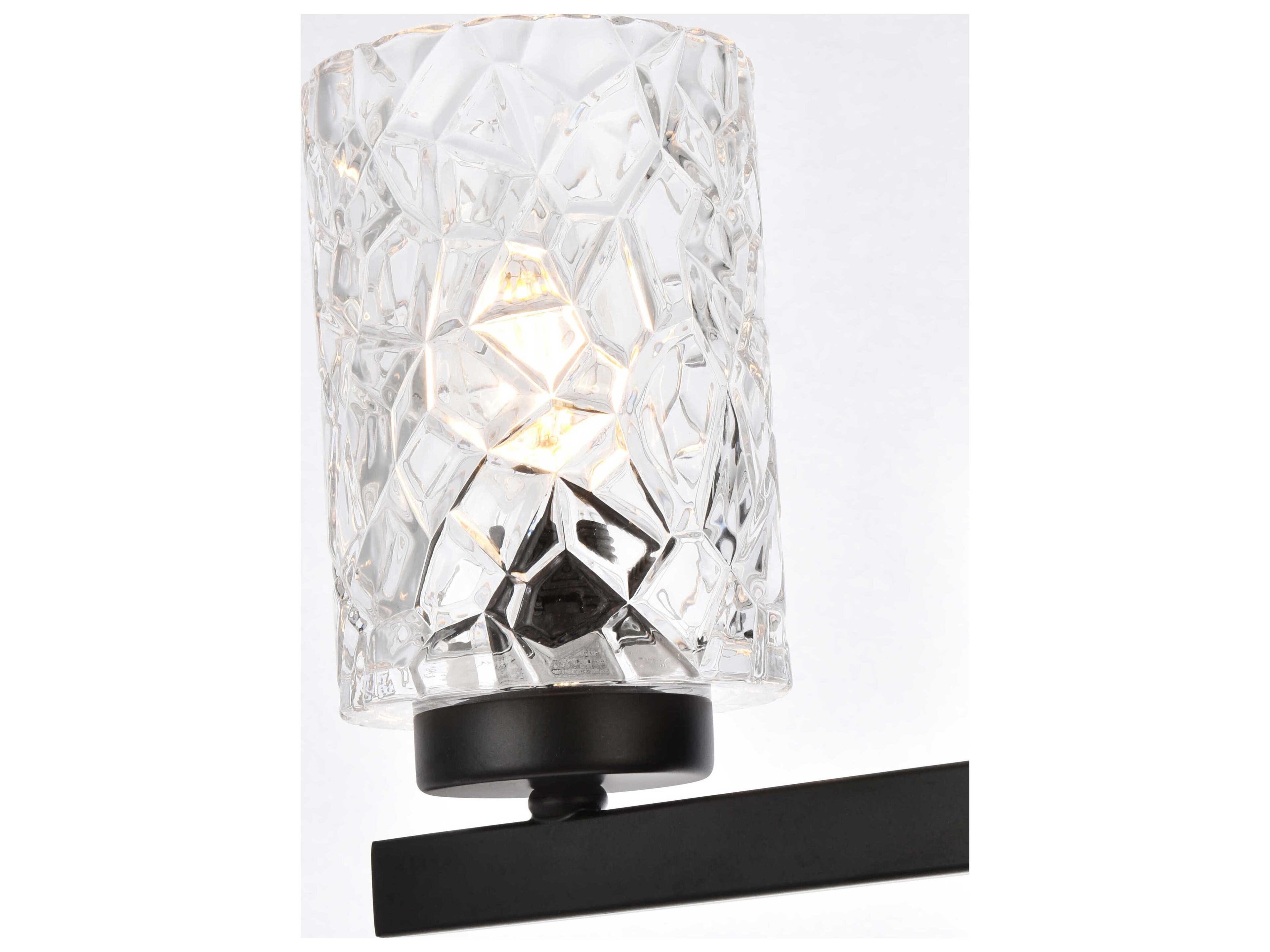 Elegant Lighting Cassie 4-Light Black And Clear Shade Glass Vanity Light
