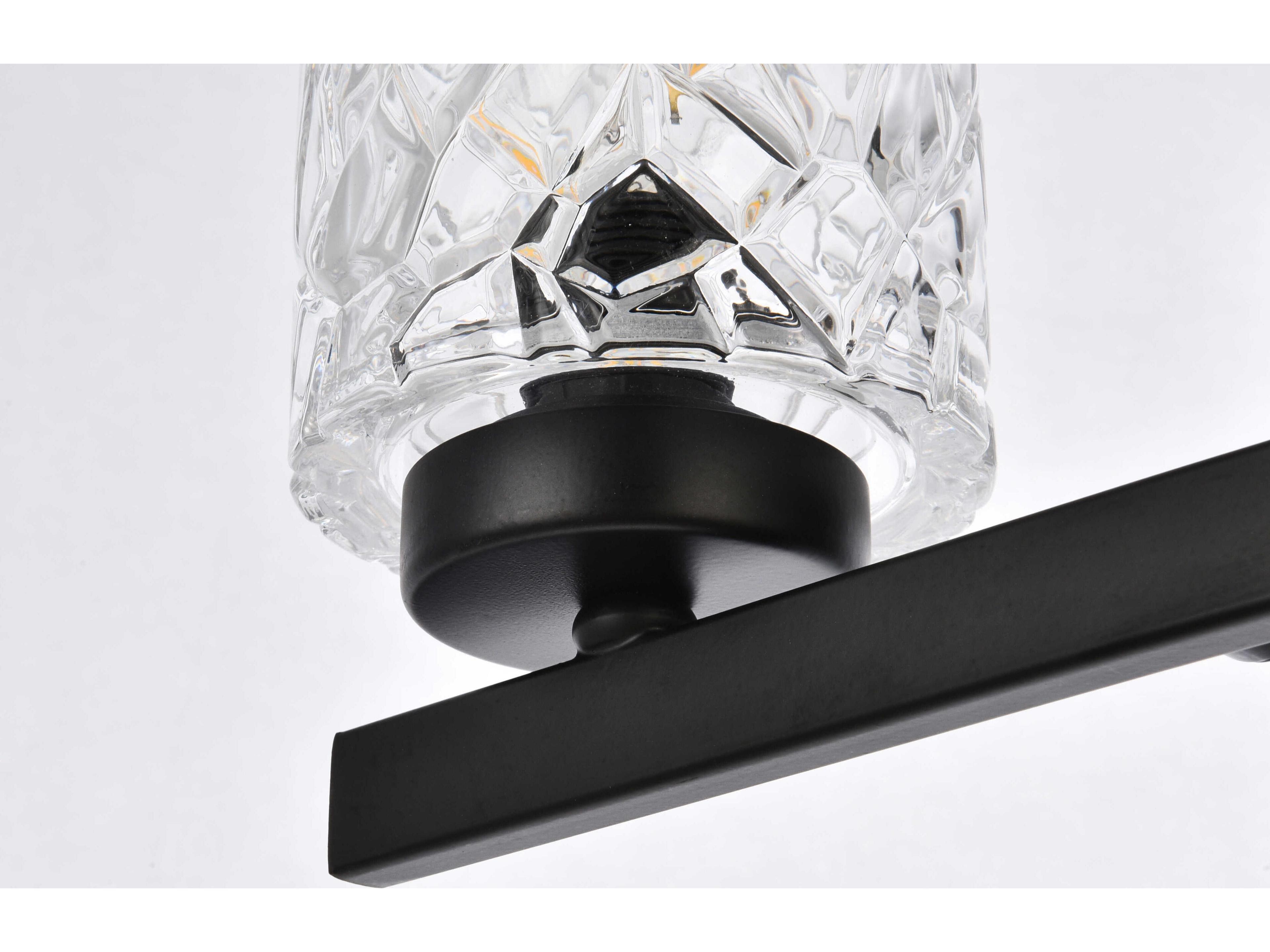 Elegant Lighting Cassie 4-Light Black And Clear Shade Glass Vanity Light
