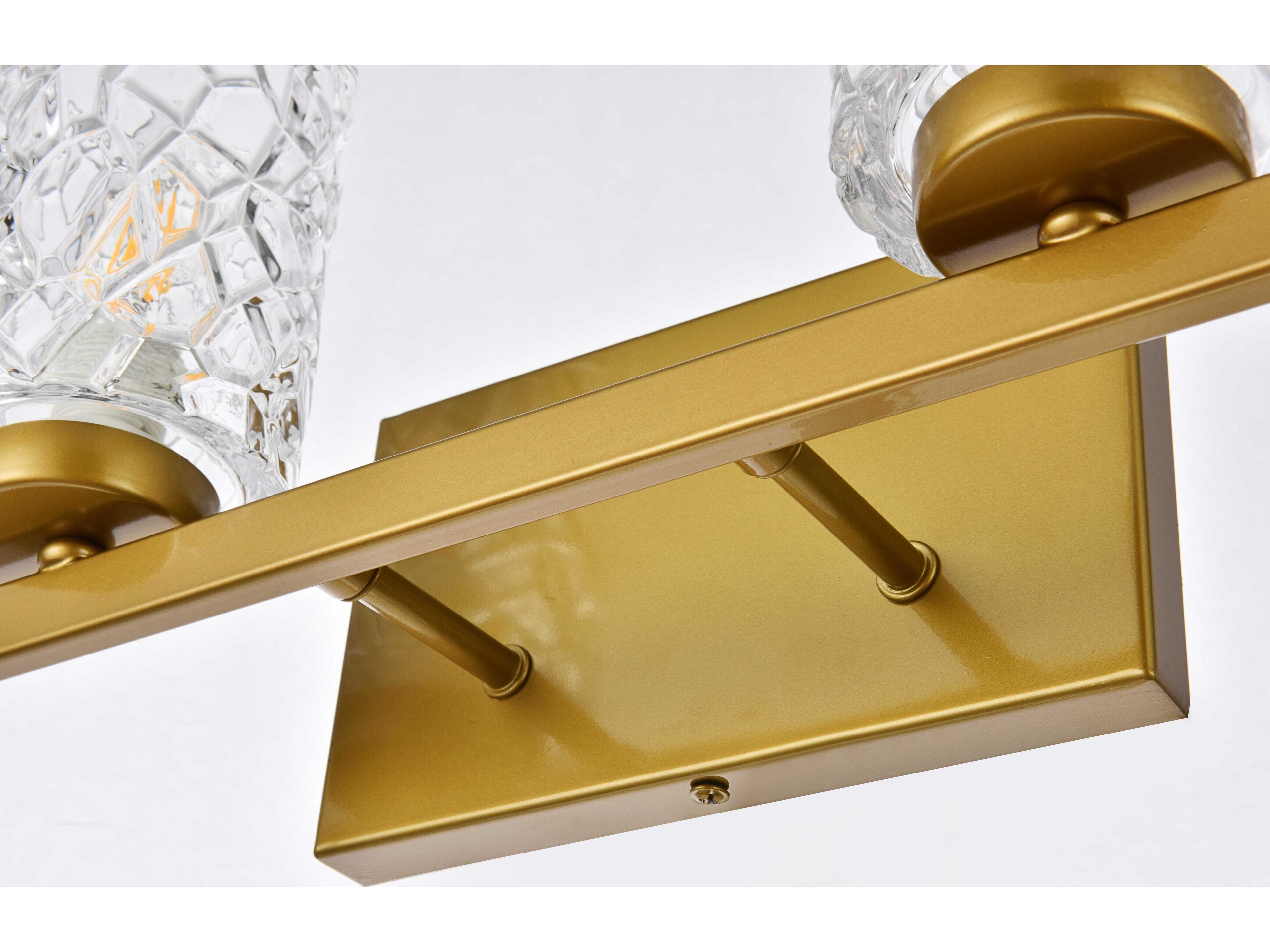 Elegant Lighting Cassie 4-Light Brass And Clear Shade Glass Vanity Light