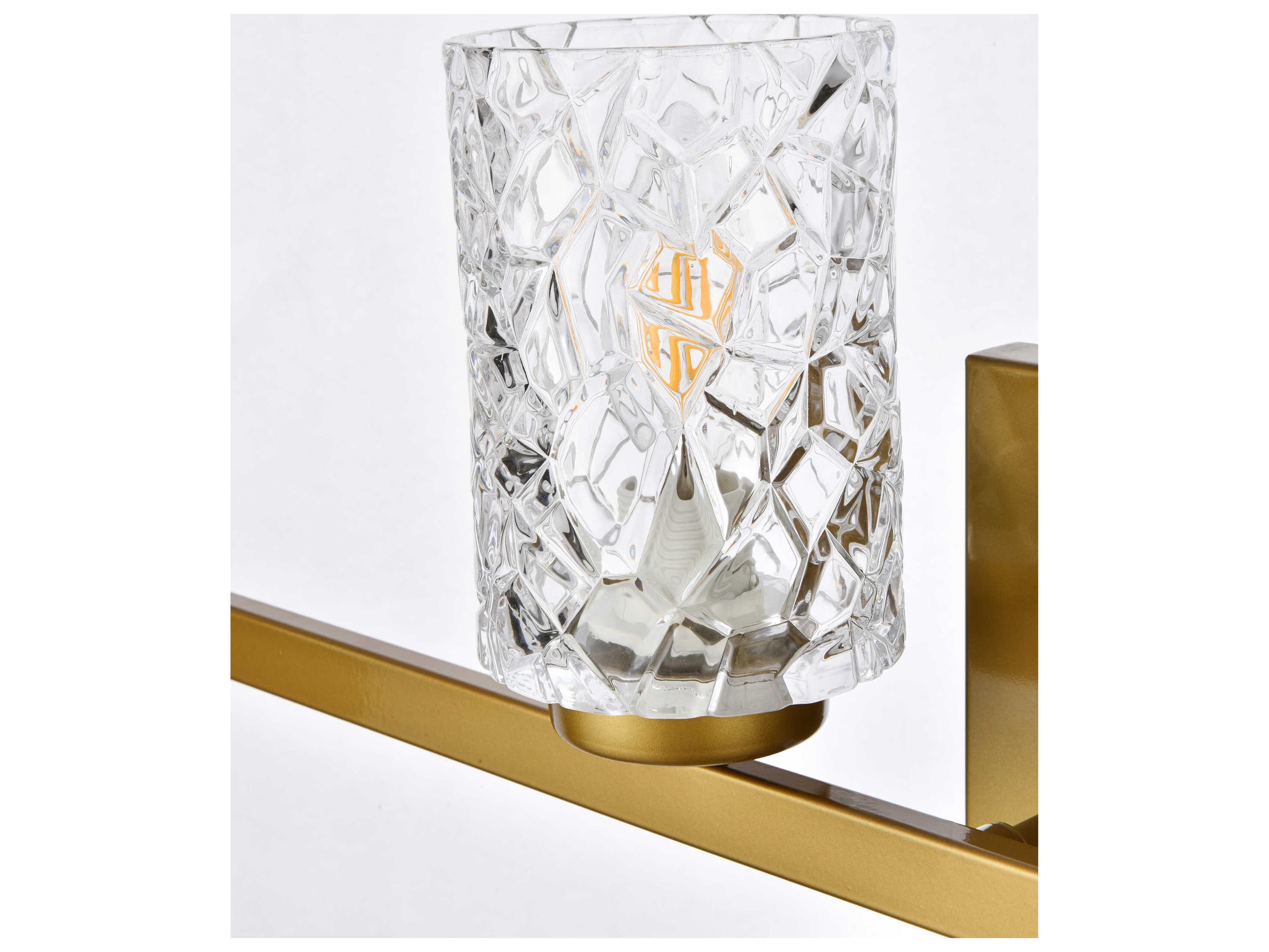 Elegant Lighting Cassie 4-Light Brass And Clear Shade Glass Vanity Light