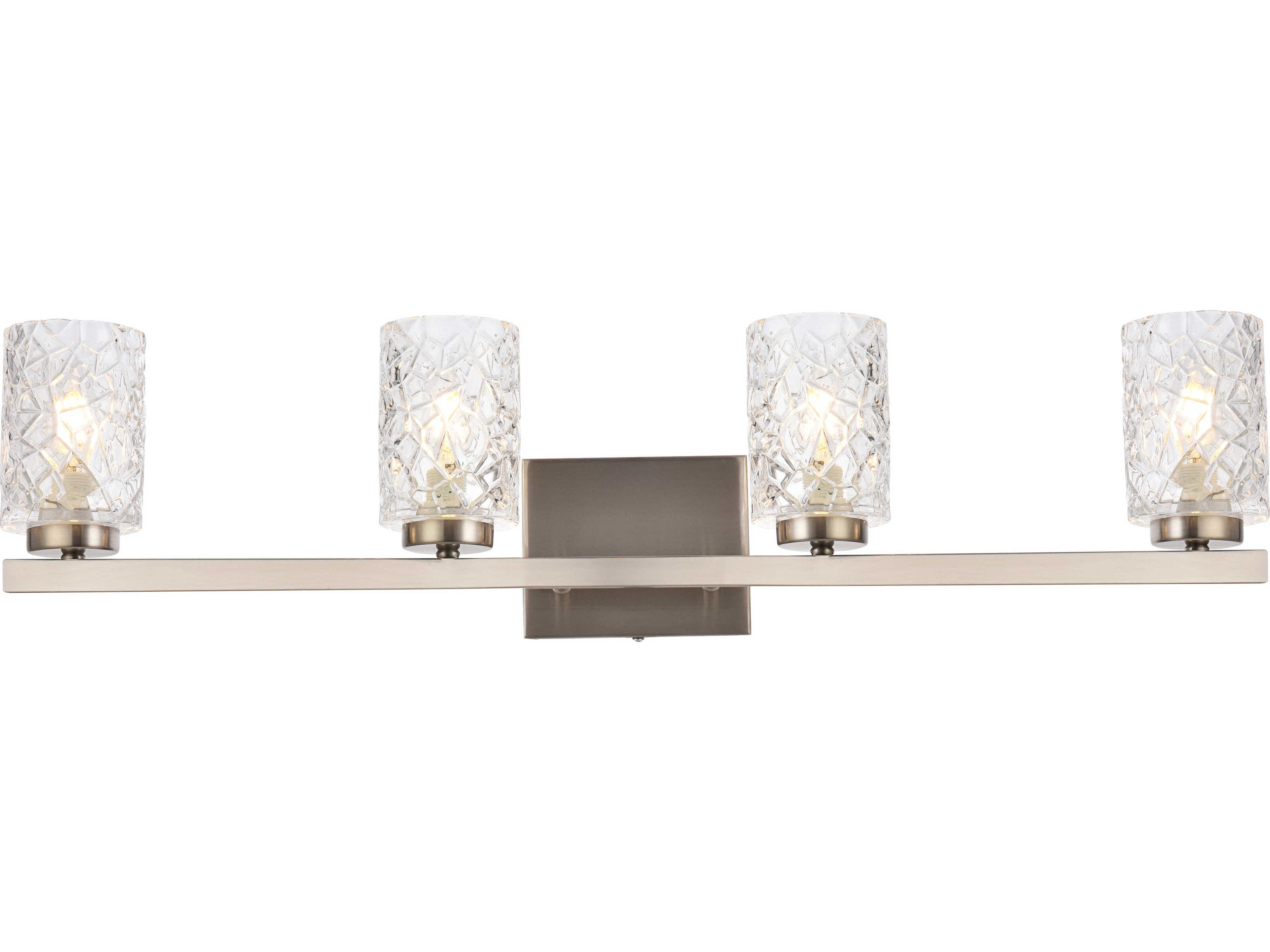 Cassie 4-Light Satin Nickel And Clear Shade Glass Vanity Light