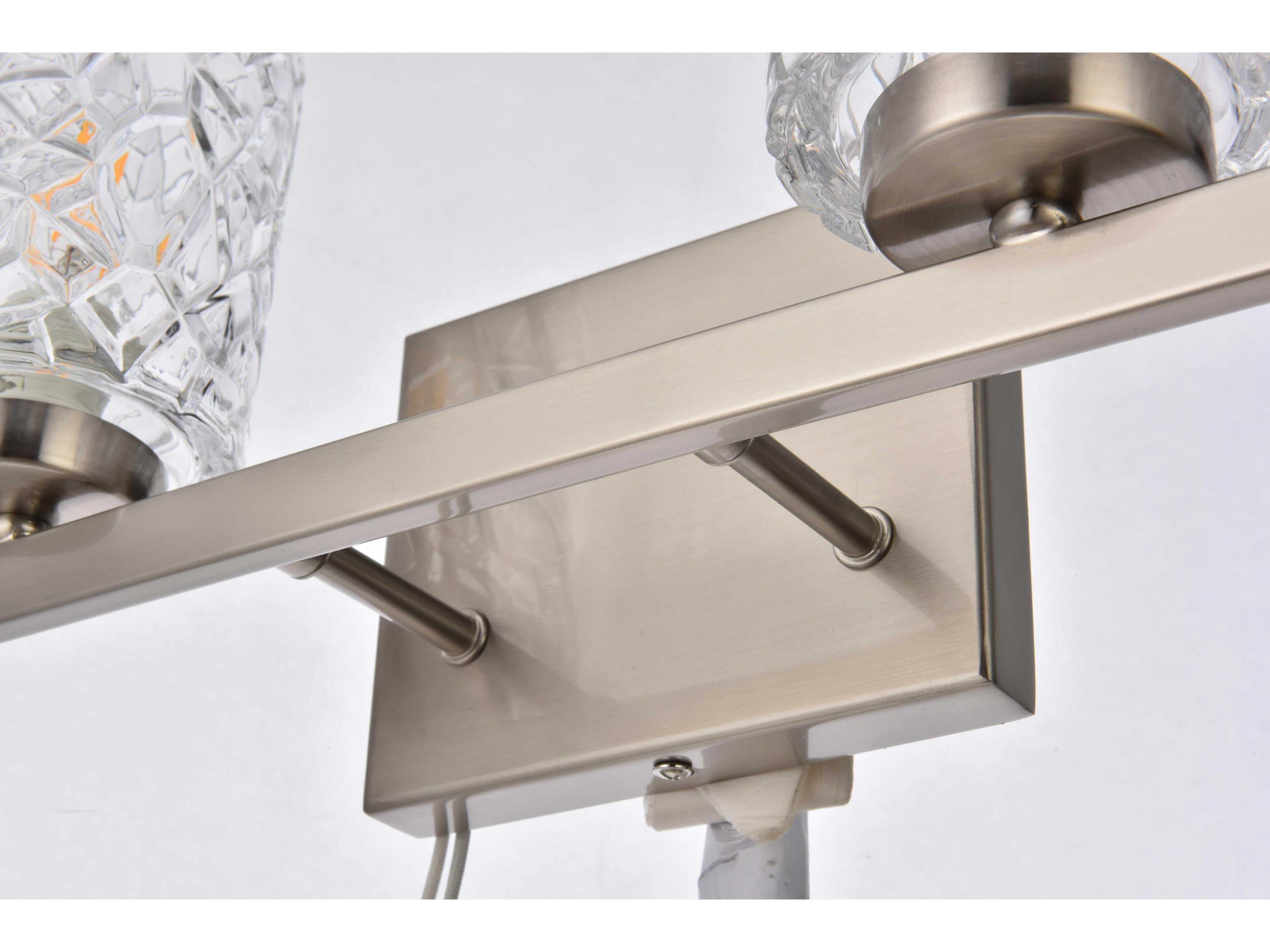 Elegant Lighting Cassie 4-Light Satin Nickel And Clear Shade Glass Vanity Light