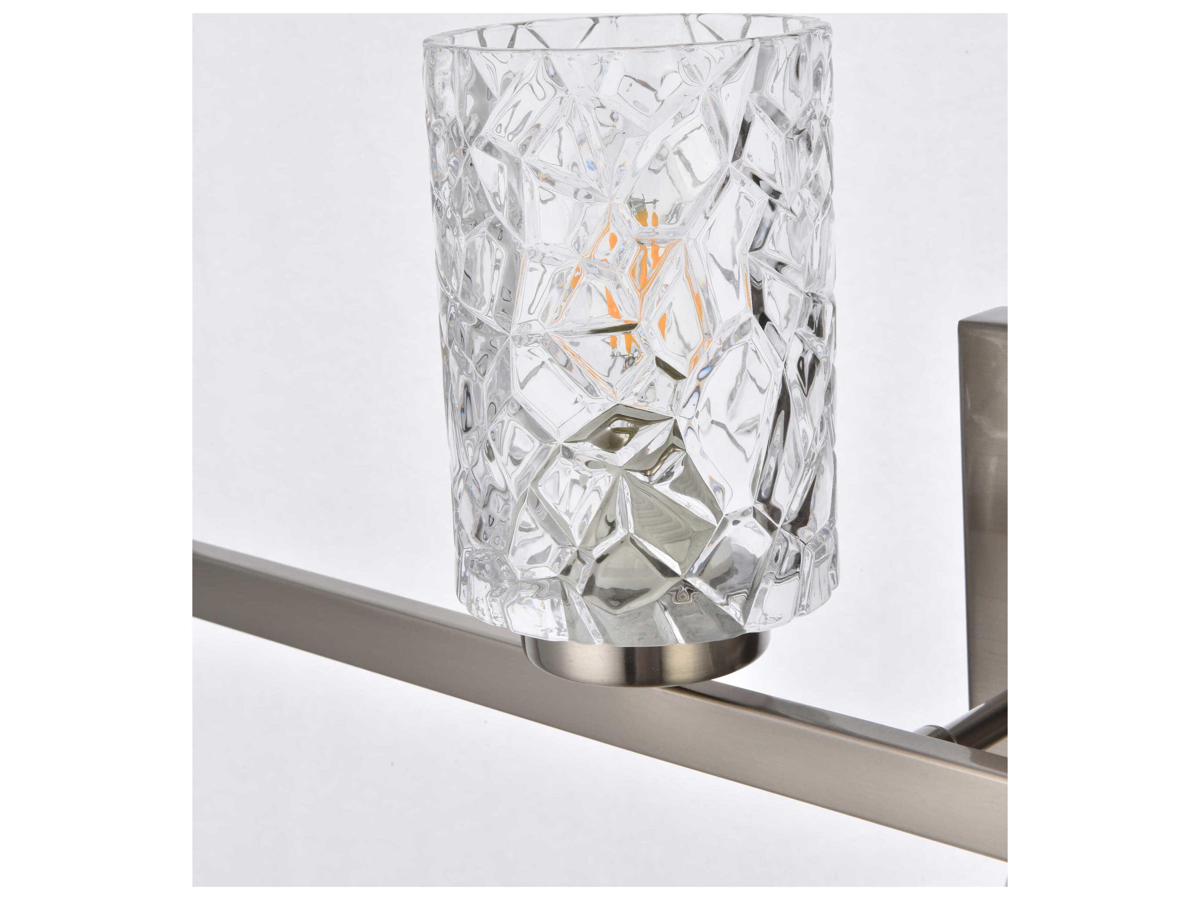 Elegant Lighting Cassie 4-Light Satin Nickel And Clear Shade Glass Vanity Light