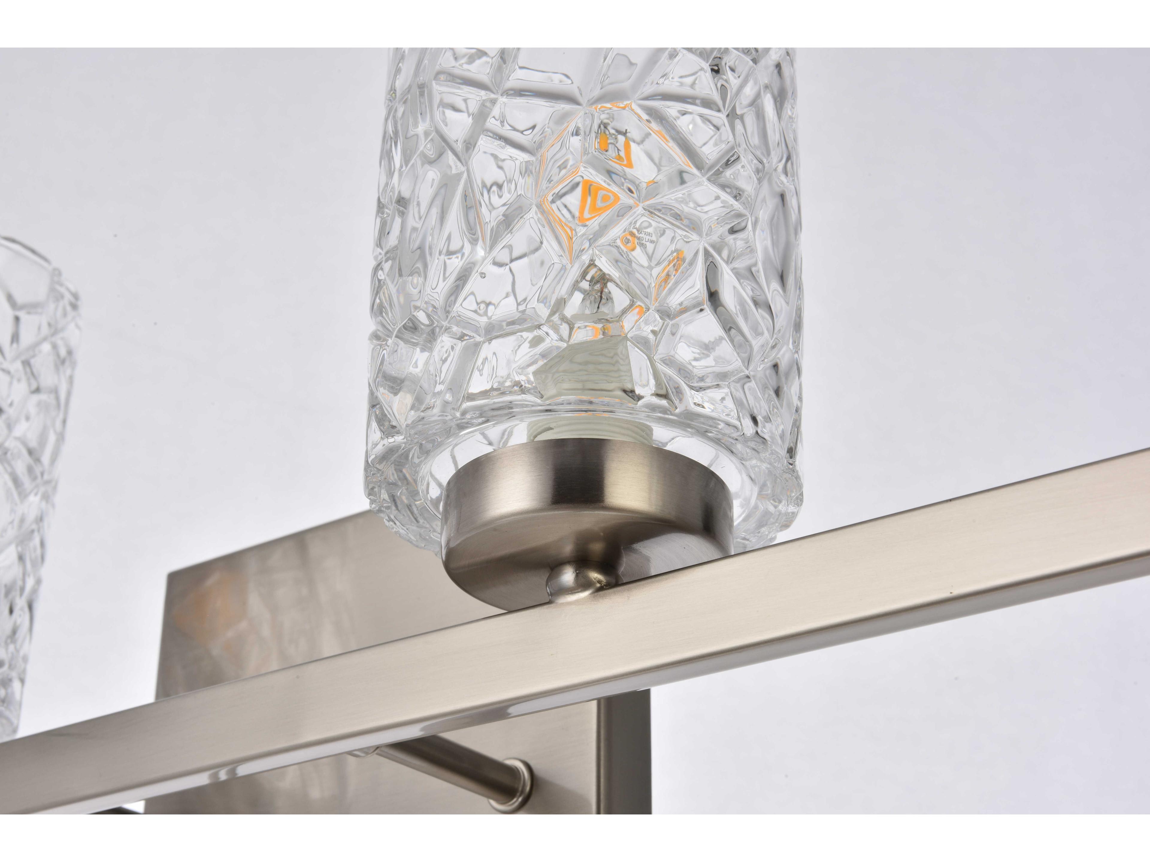 Elegant Lighting Cassie 4-Light Satin Nickel And Clear Shade Glass Vanity Light