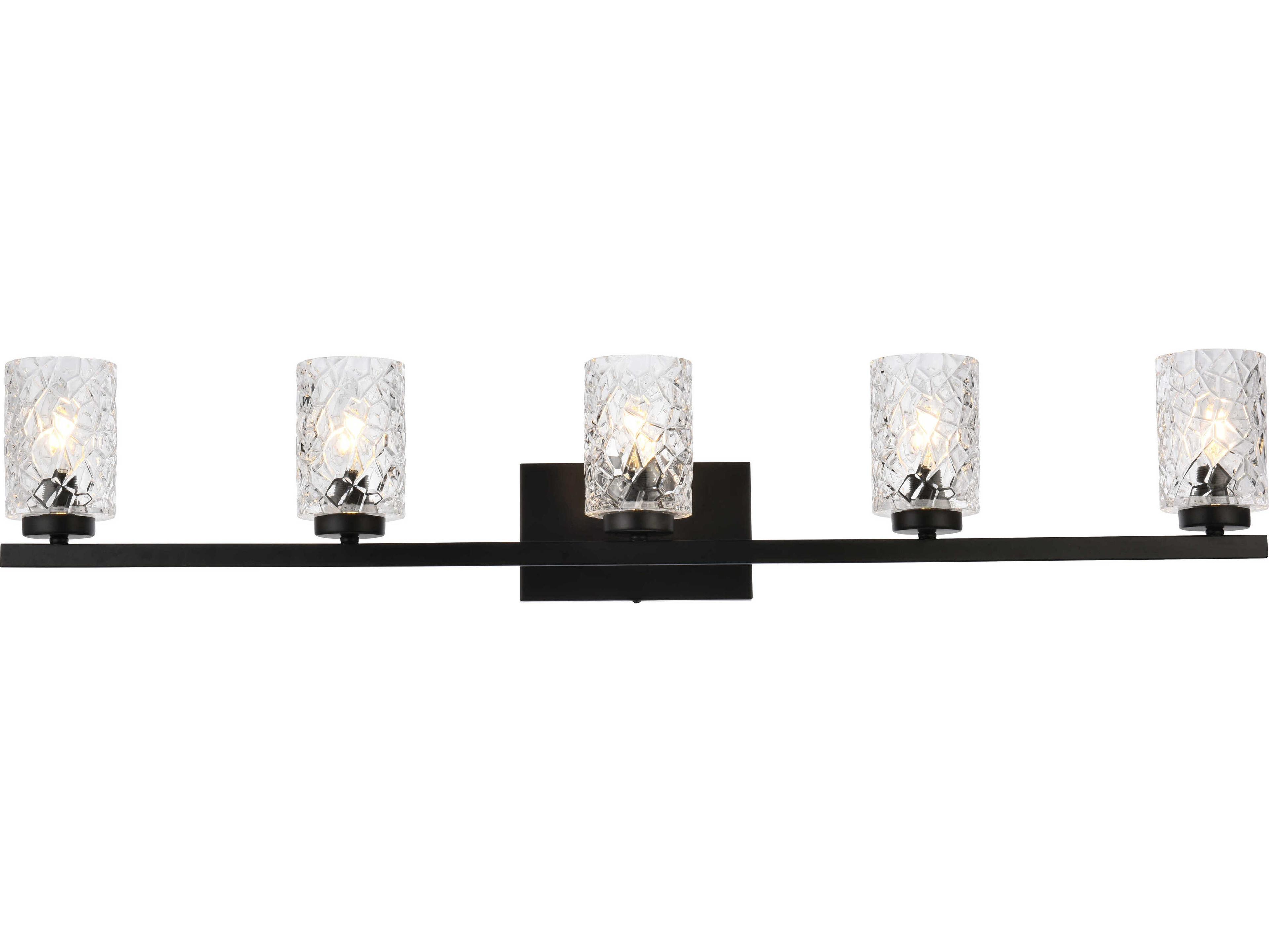 Cassie 5-Light Black And Clear Shade Glass Vanity Light