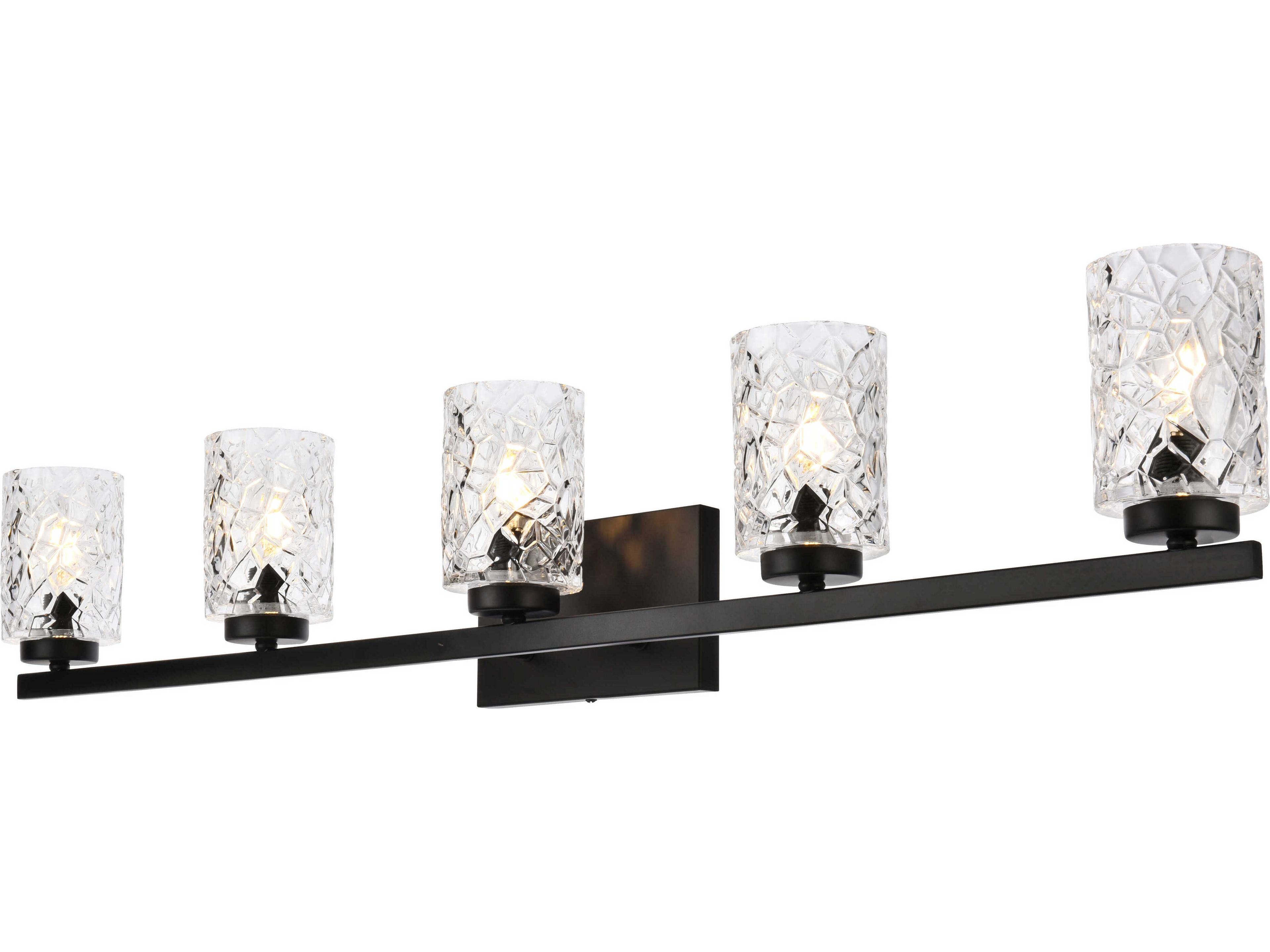 Elegant Lighting Cassie 5-Light Black And Clear Shade Glass Vanity Light