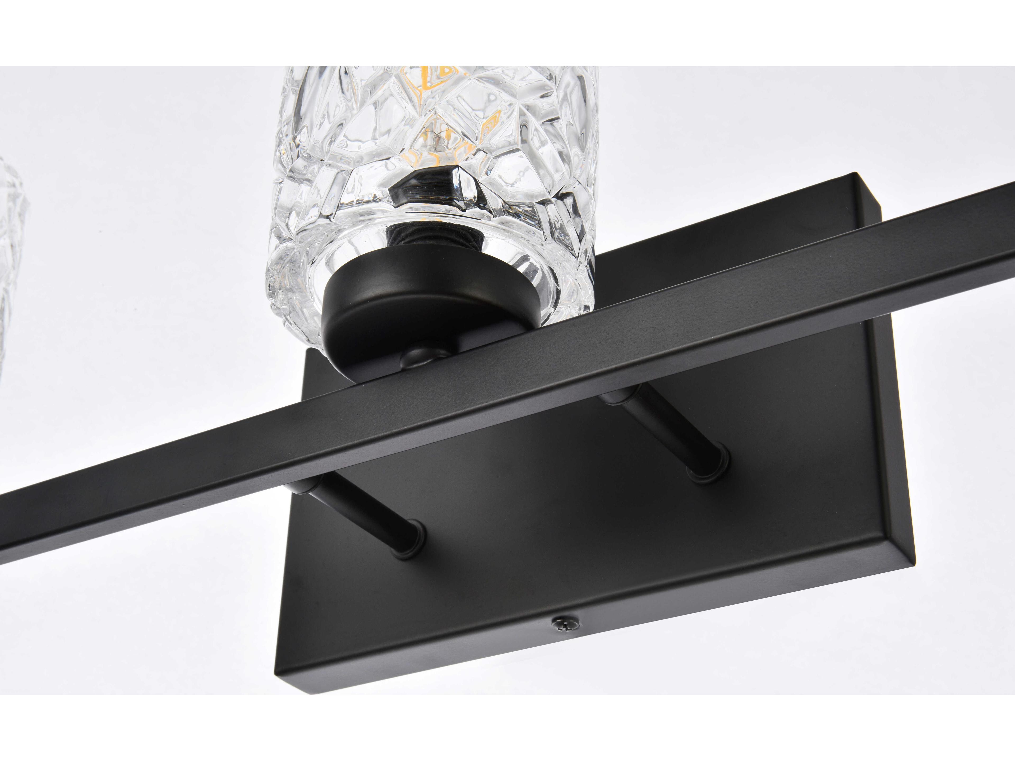 Elegant Lighting Cassie 5-Light Black And Clear Shade Glass Vanity Light
