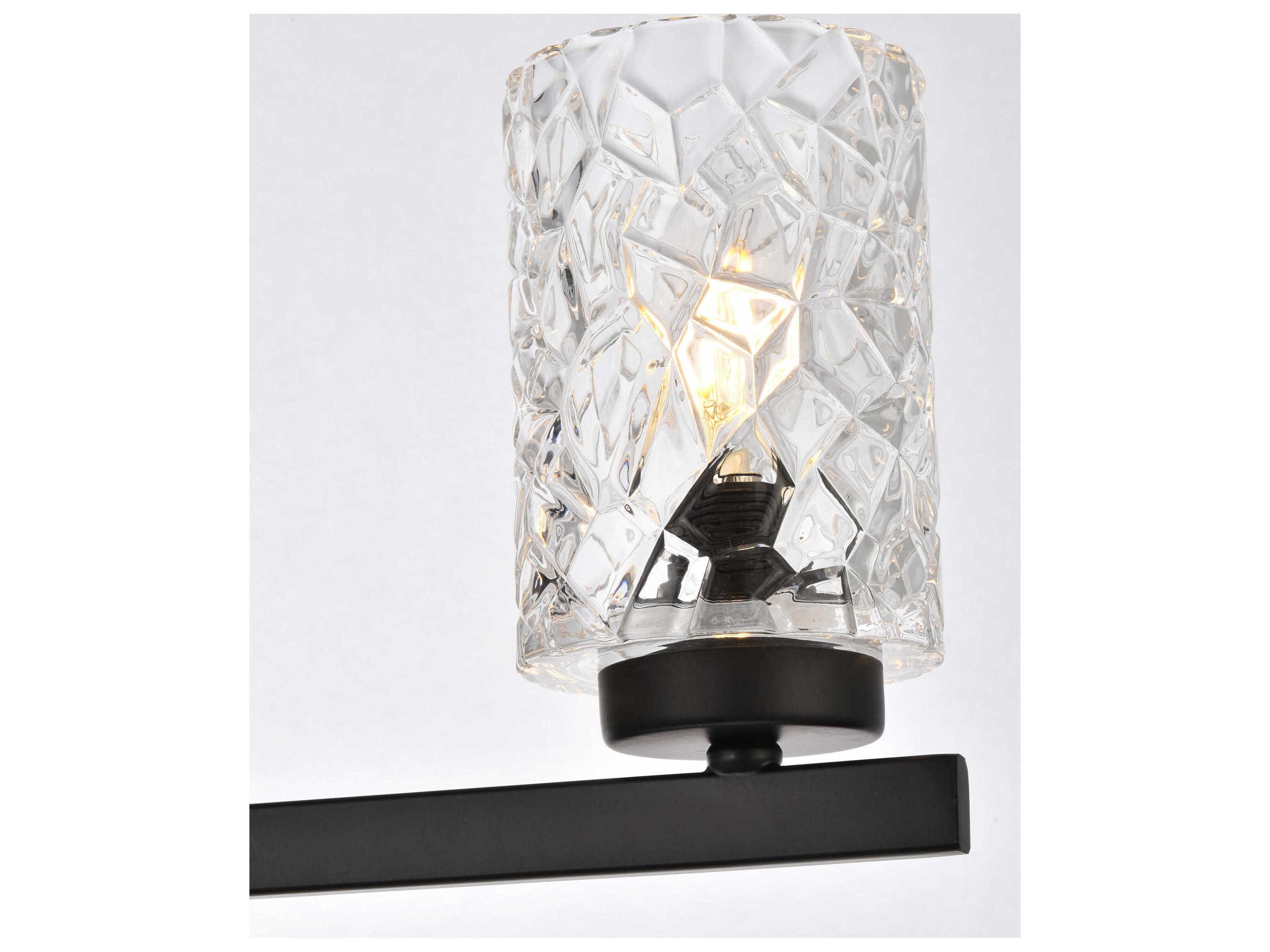 Elegant Lighting Cassie 5-Light Black And Clear Shade Glass Vanity Light