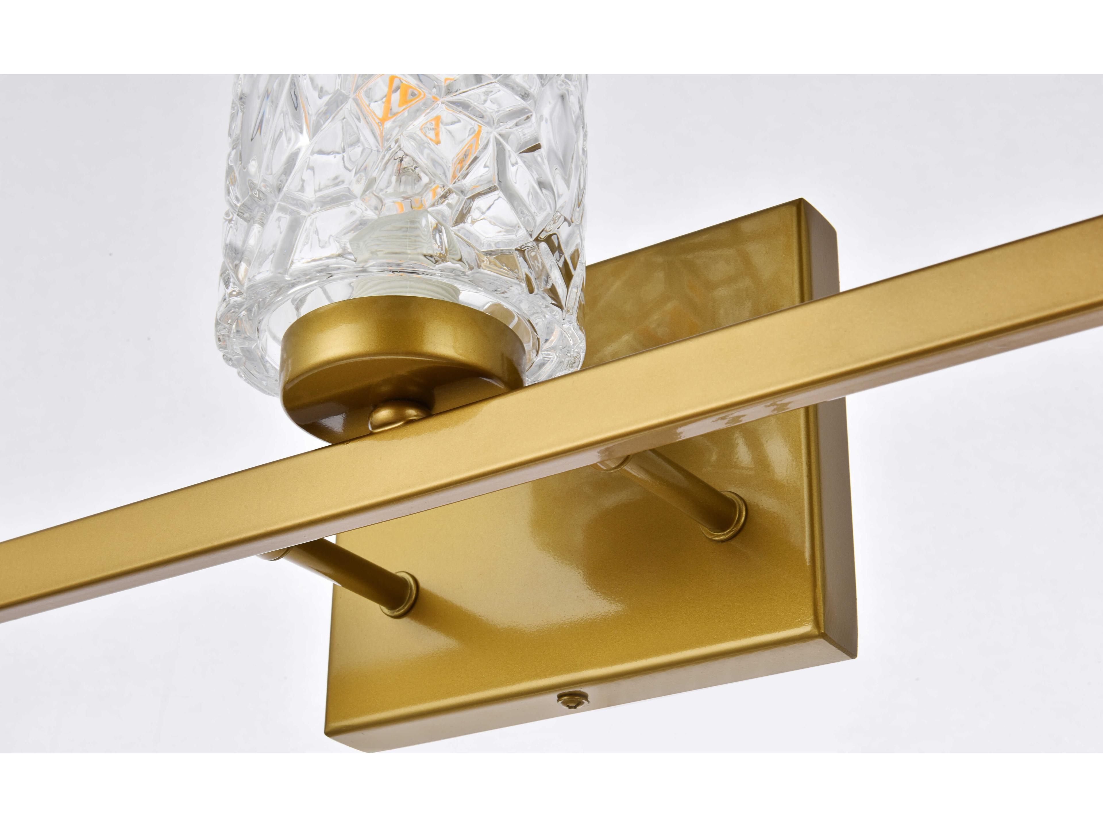 Elegant Lighting Cassie 5-Light Brass And Clear Shade Glass Vanity Light