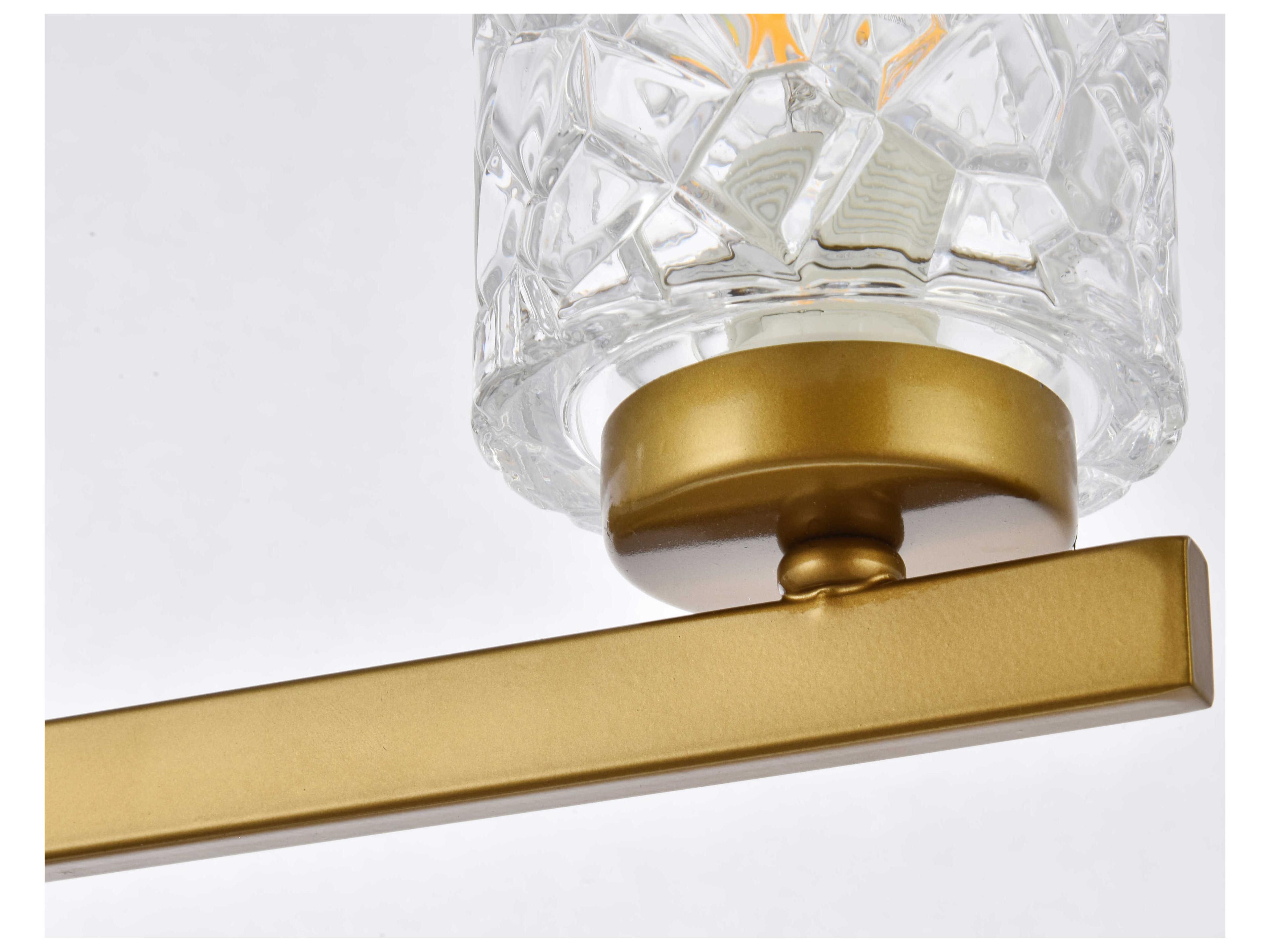Elegant Lighting Cassie 5-Light Brass And Clear Shade Glass Vanity Light