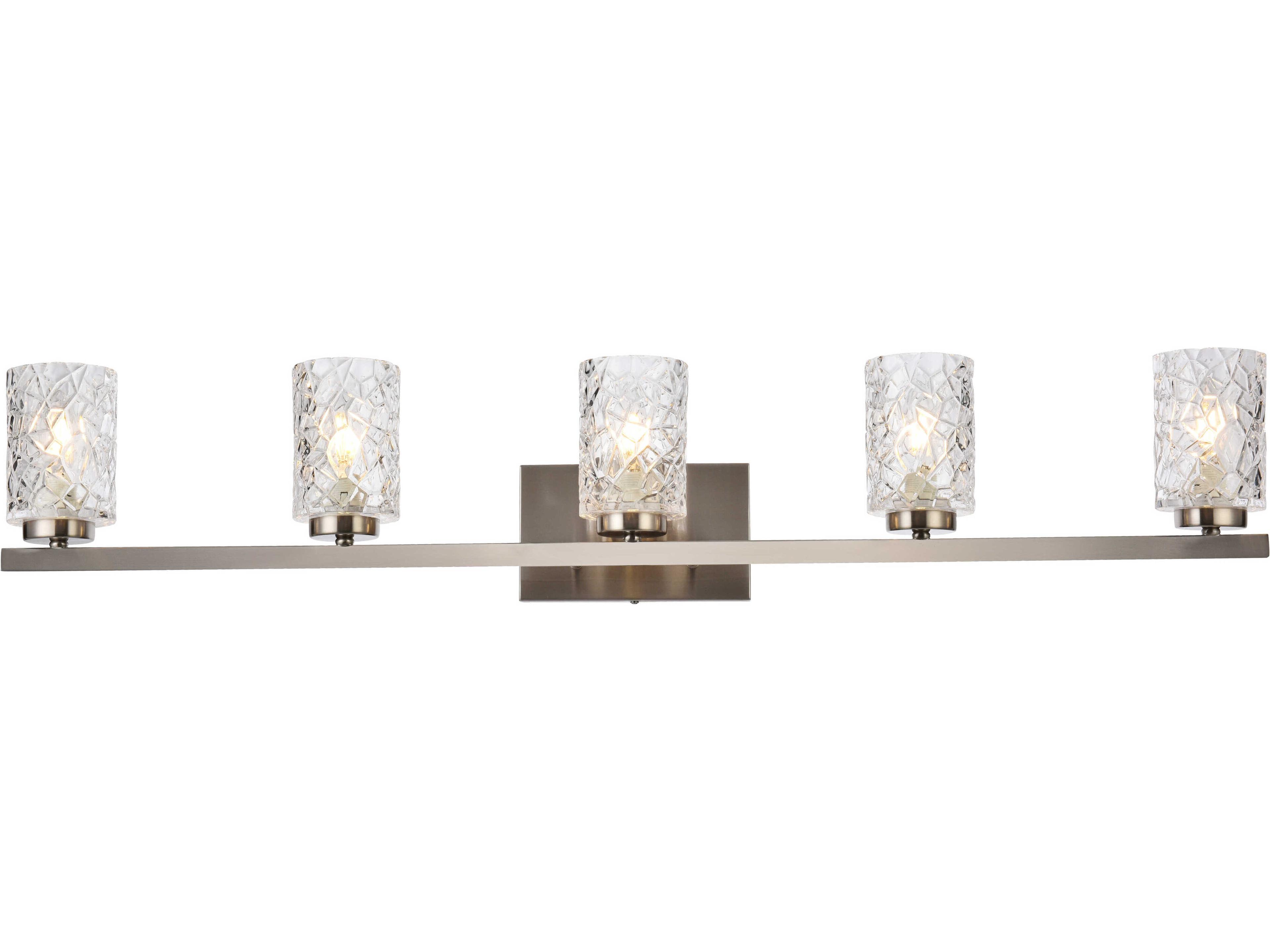 Cassie 5-Light Satin Nickel And Clear Shade Glass Vanity Light