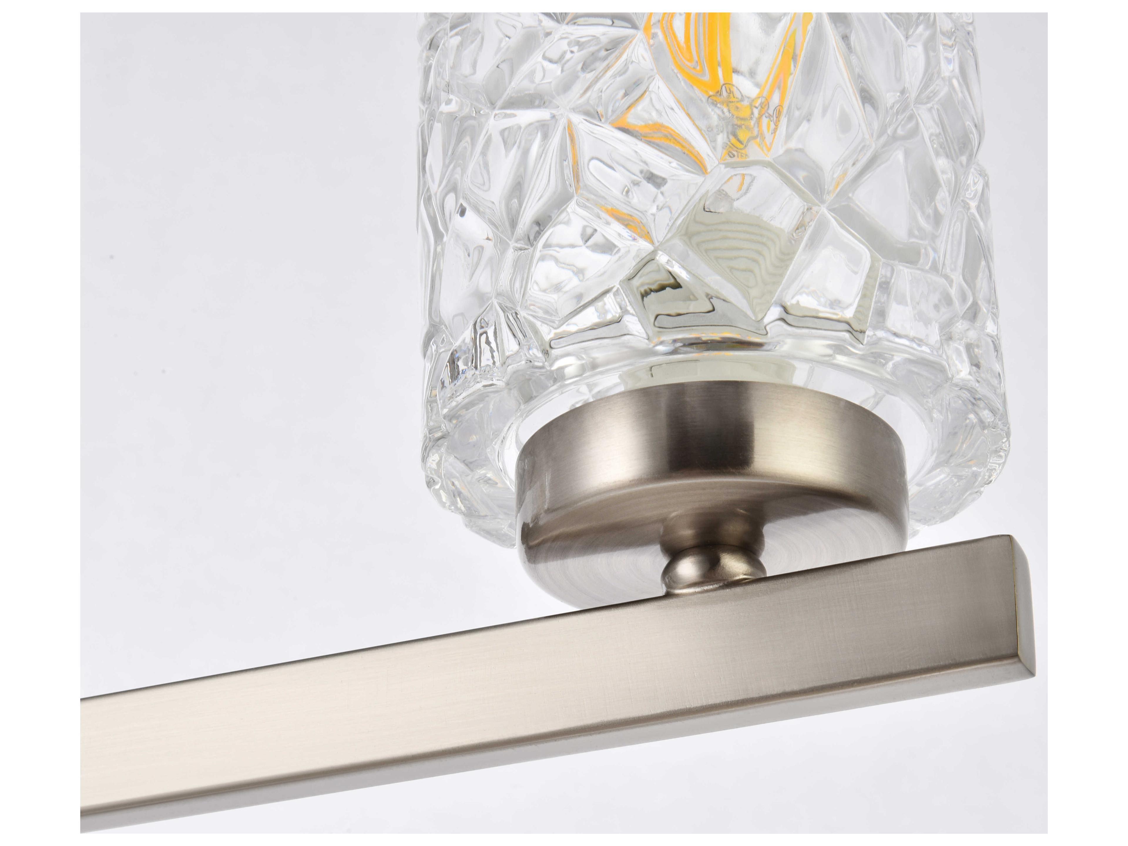 Elegant Lighting Cassie 5-Light Satin Nickel And Clear Shade Glass Vanity Light