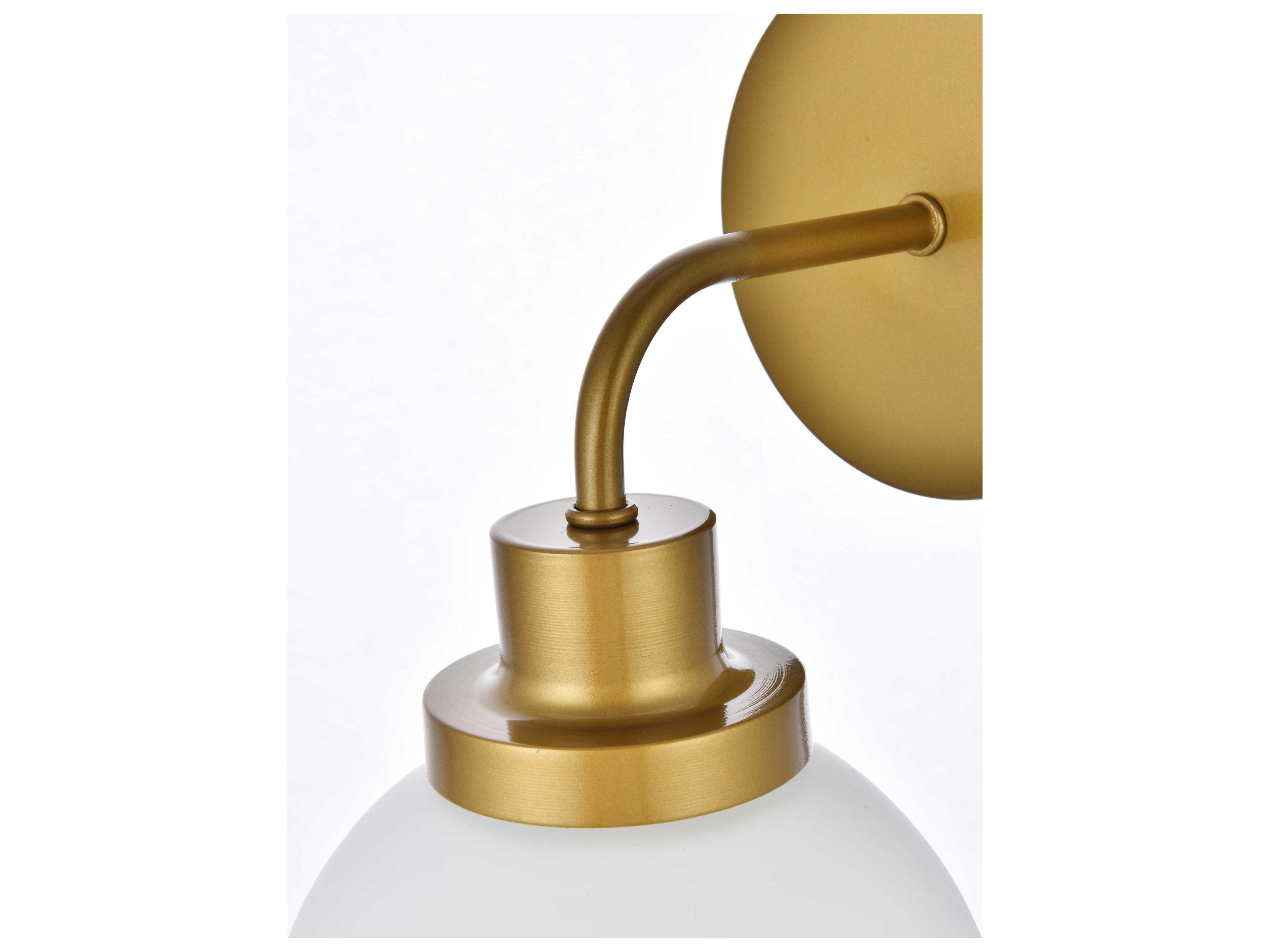 Elegant Lighting Hanson 1-Light Brass And Frosted Shade Glass Wall Sconce