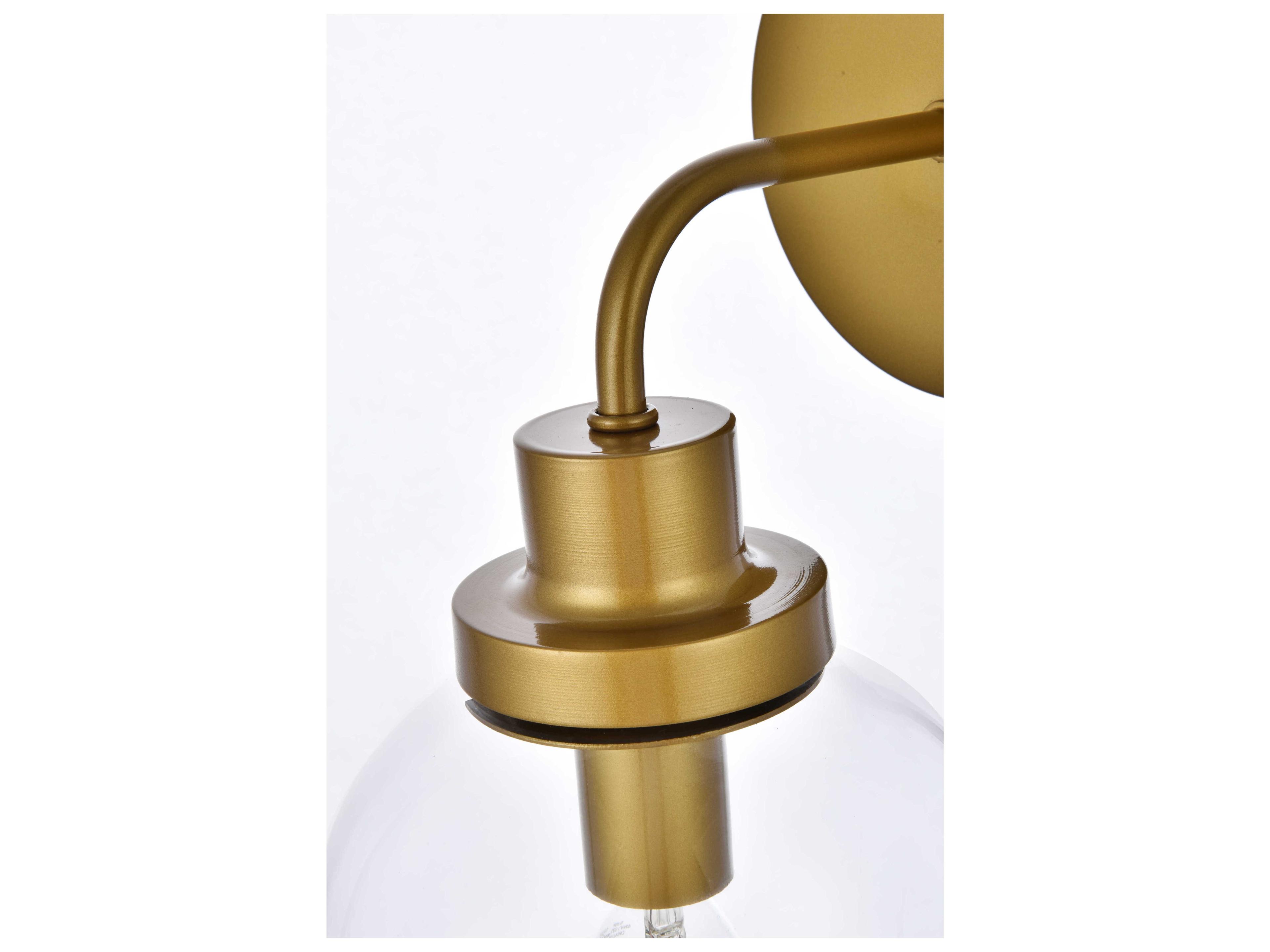 Elegant Lighting Hanson 1-Light Brass And Clear Shade Glass Wall Sconce