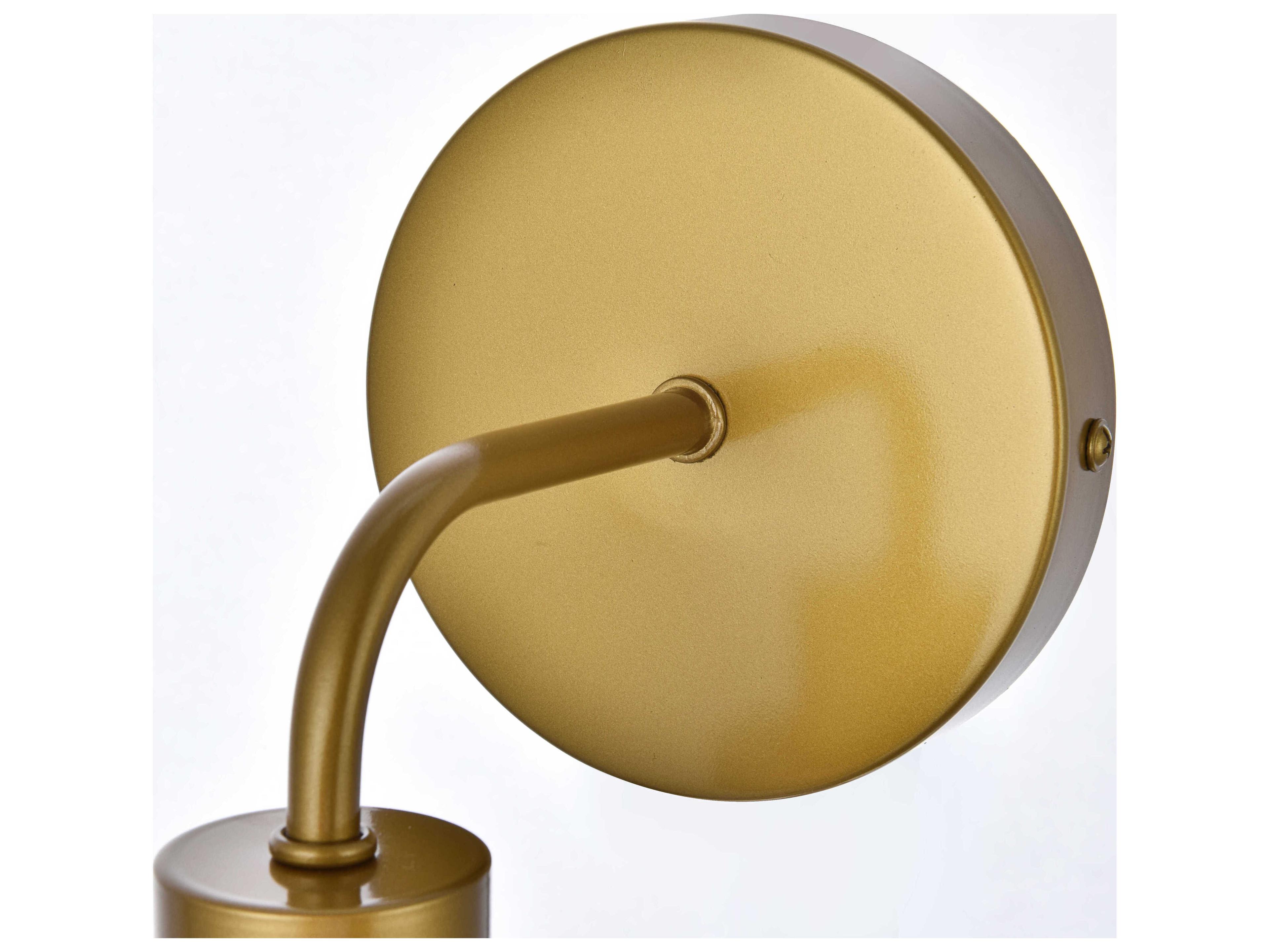 Elegant Lighting Hanson 1-Light Brass And Clear Shade Glass Wall Sconce