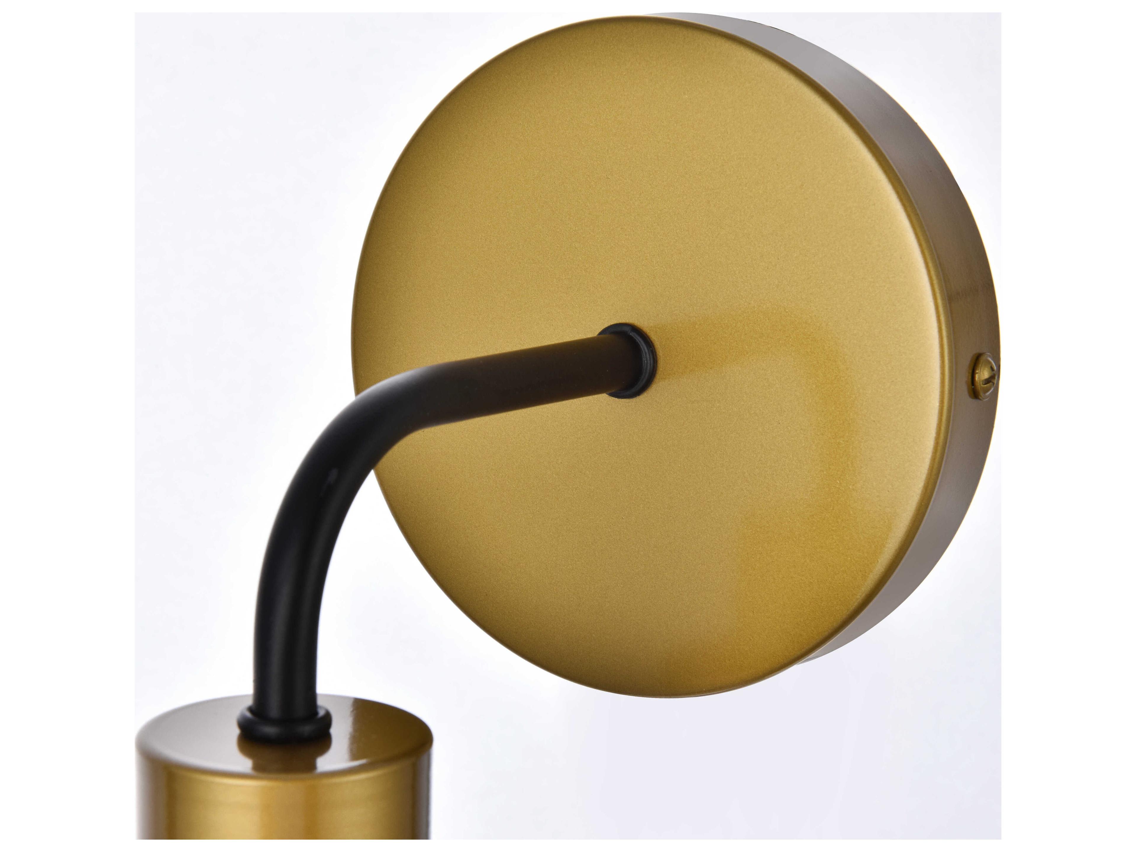 Elegant Lighting Hanson 1-Light Black And Brass Clear Shade Glass Wall Sconce