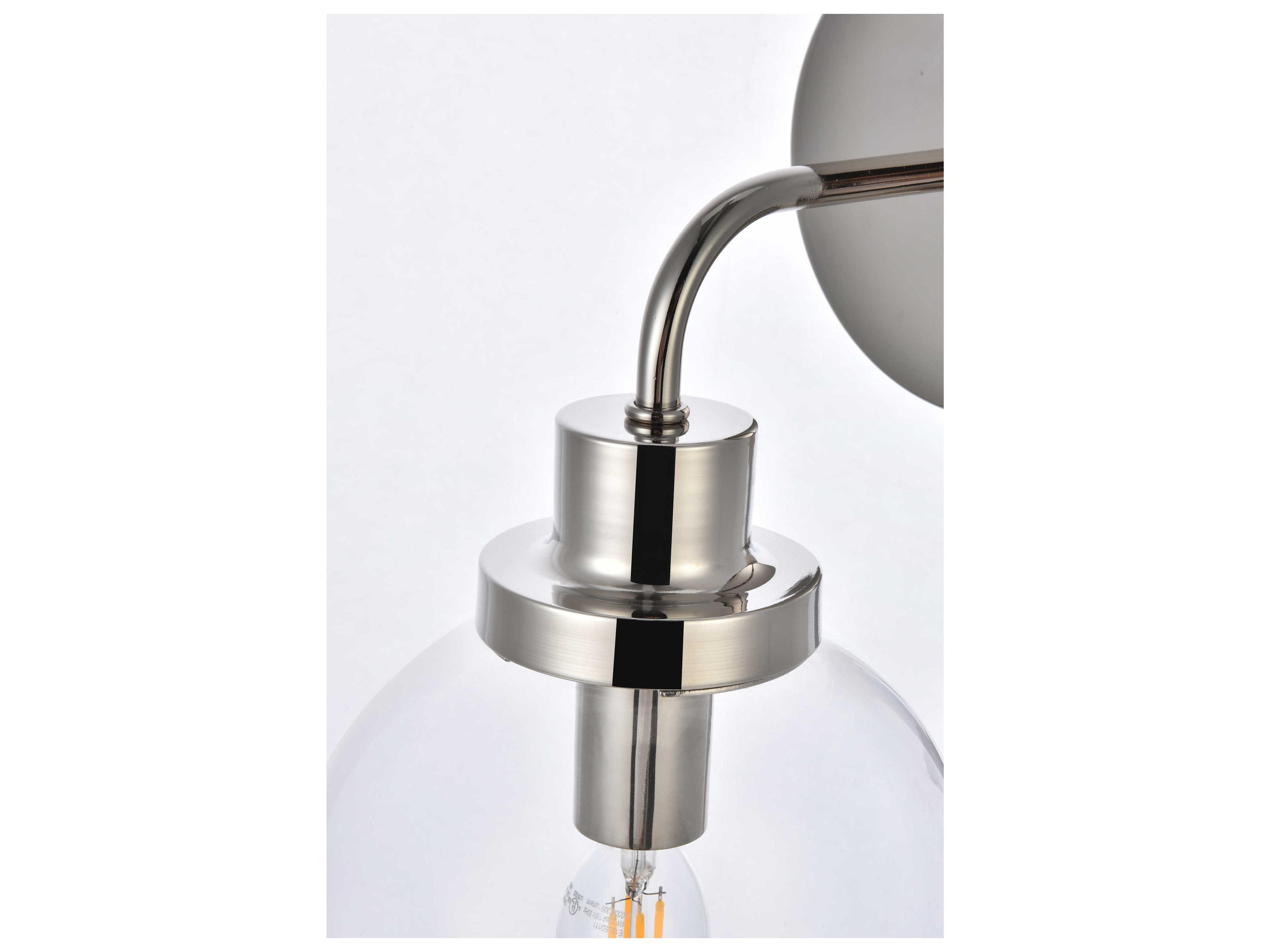 Elegant Lighting Hanson 1-Light Polished Nickel And Clear Shade Glass Wall Sconce