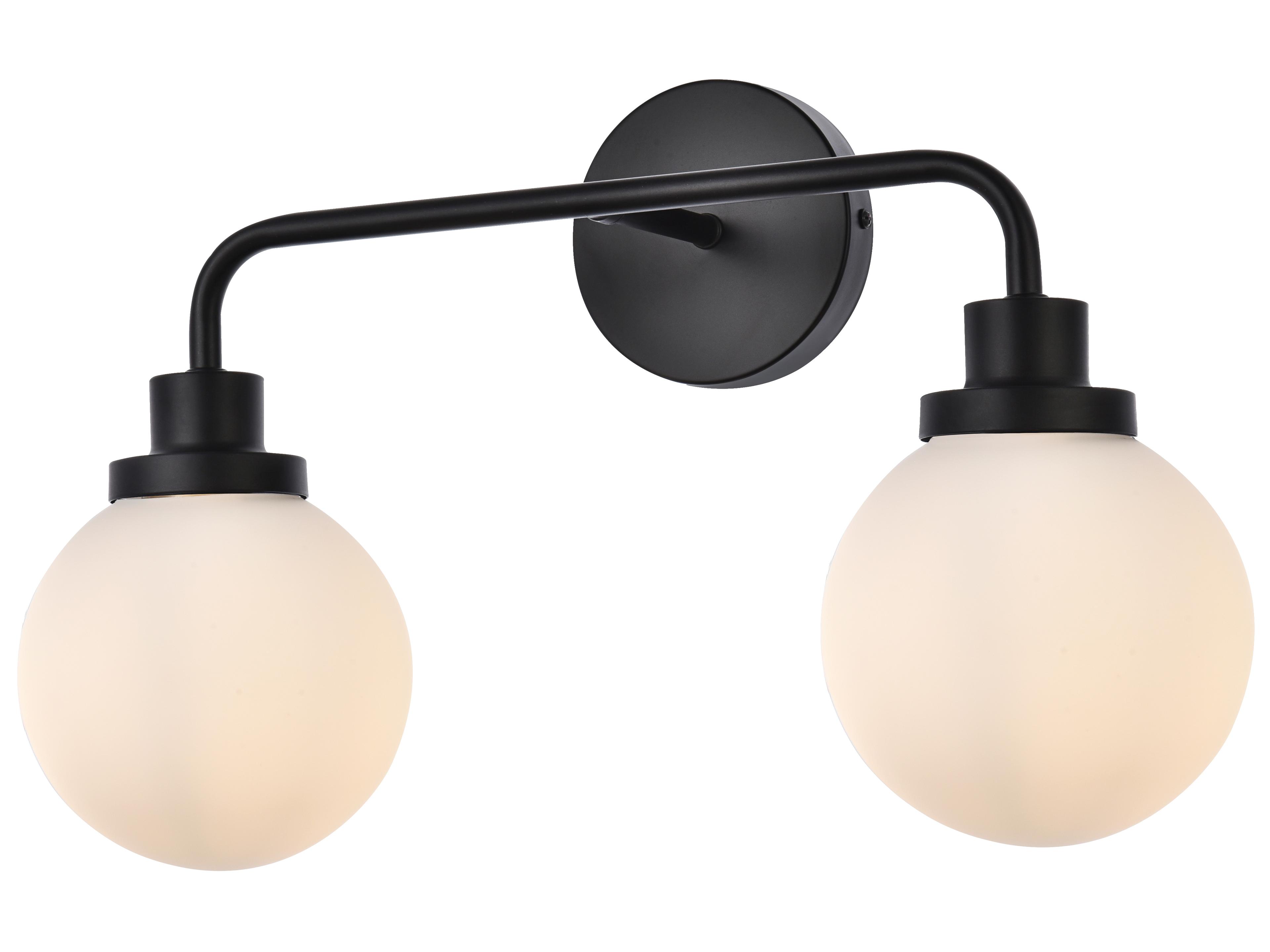 Elegant Lighting Hanson 2-Light Black And Frosted Shade Glass Vanity Light
