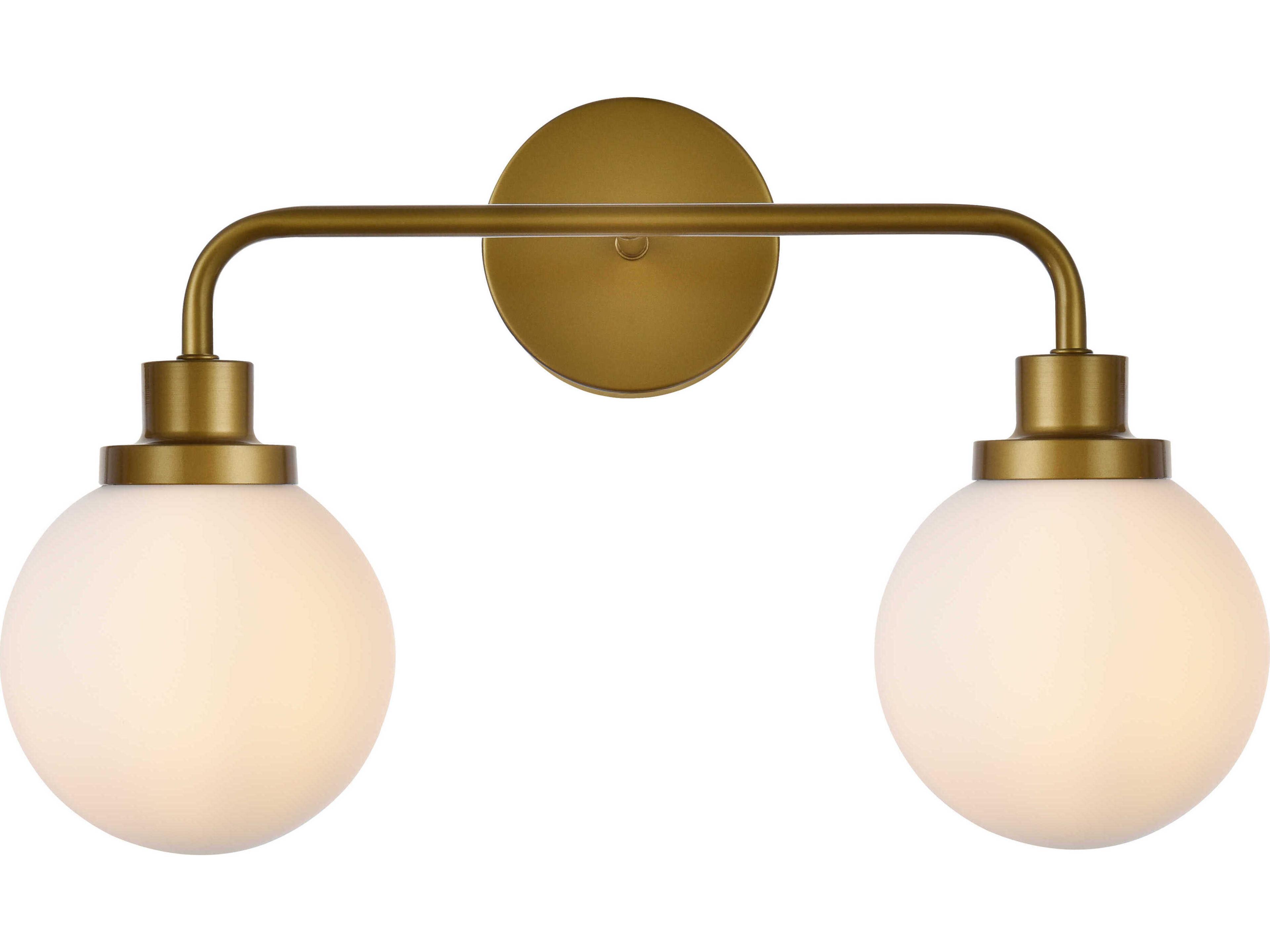 Hanson 2-Light Brass And Frosted Shade Glass Vanity Light