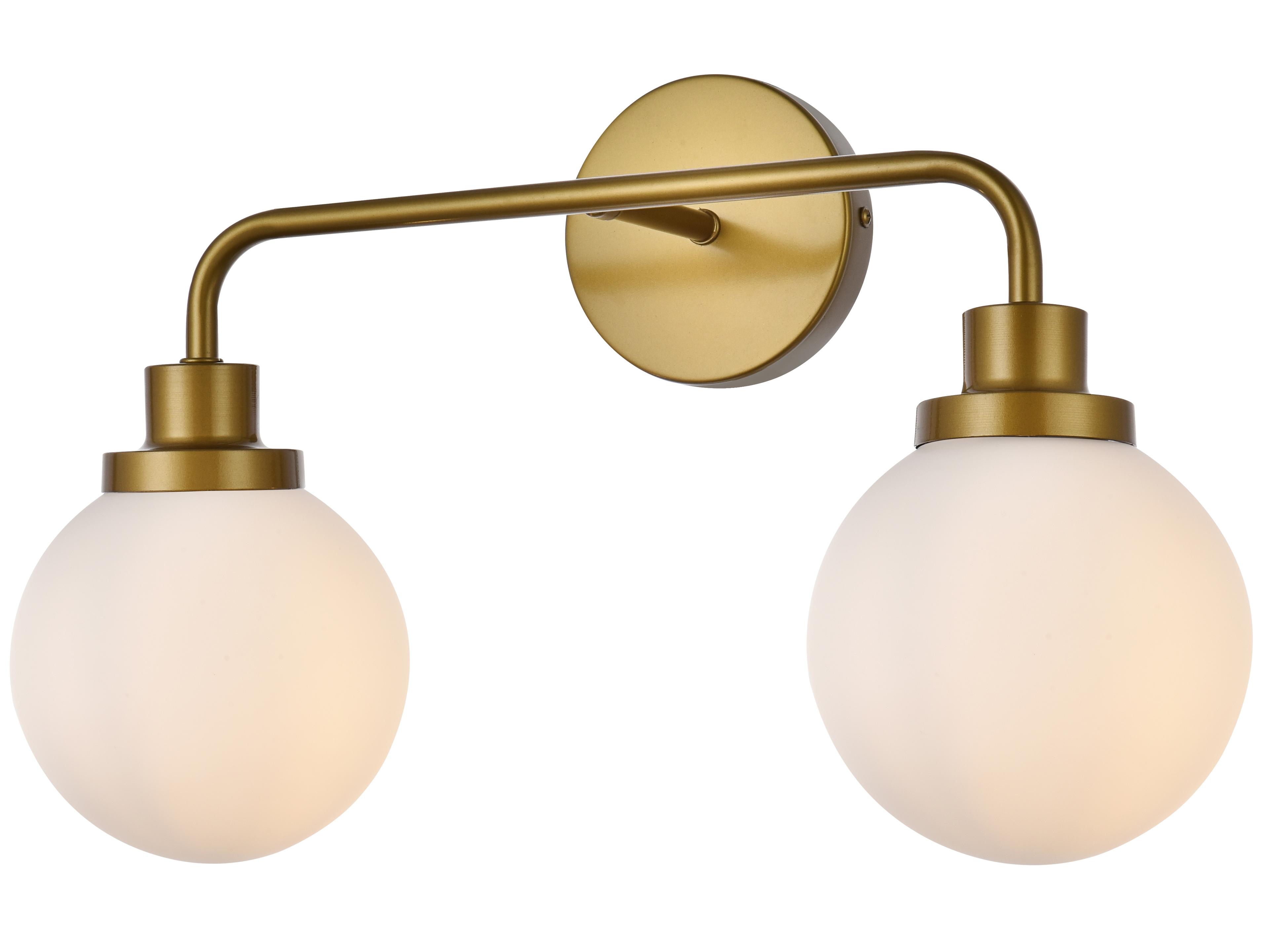 Elegant Lighting Hanson 2-Light Brass And Frosted Shade Glass Vanity Light