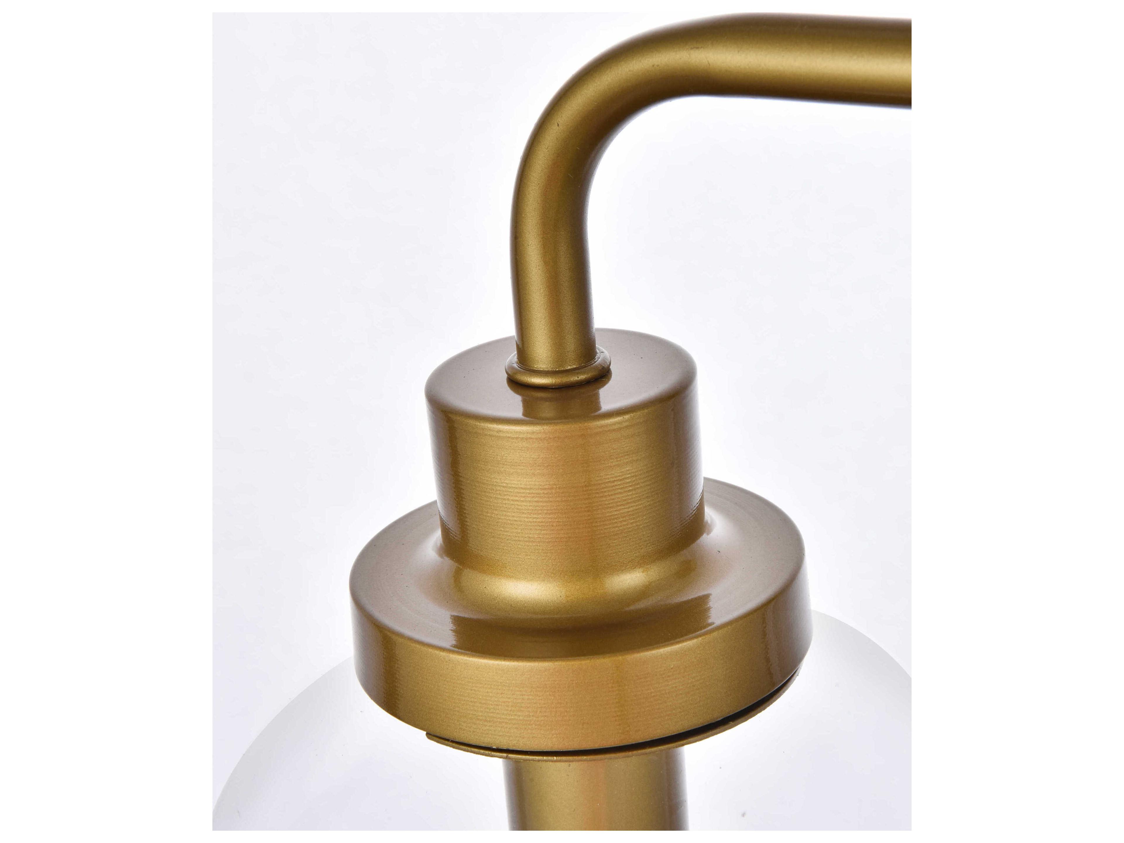 Elegant Lighting Hanson 2-Light Brass And Clear Shade Glass Vanity Light