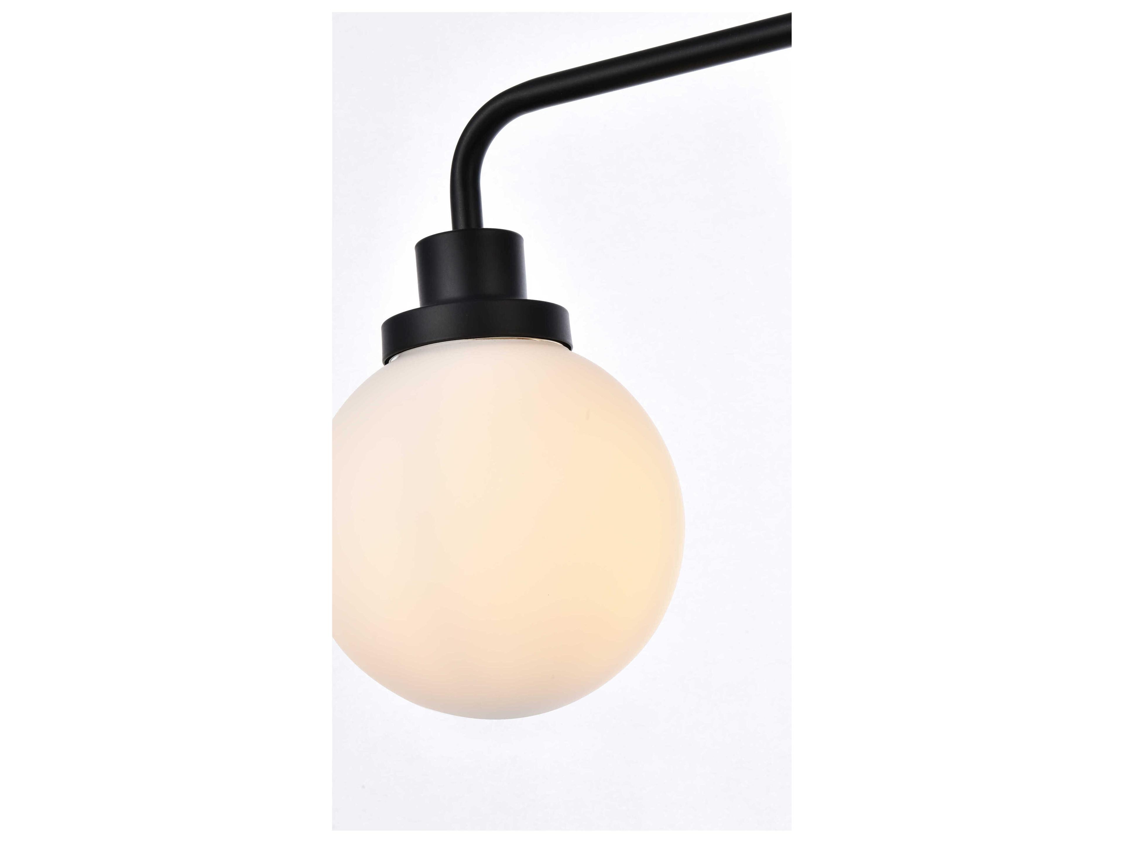 Elegant Lighting Hanson 3-Light Black And Frosted Shade Glass Vanity Light