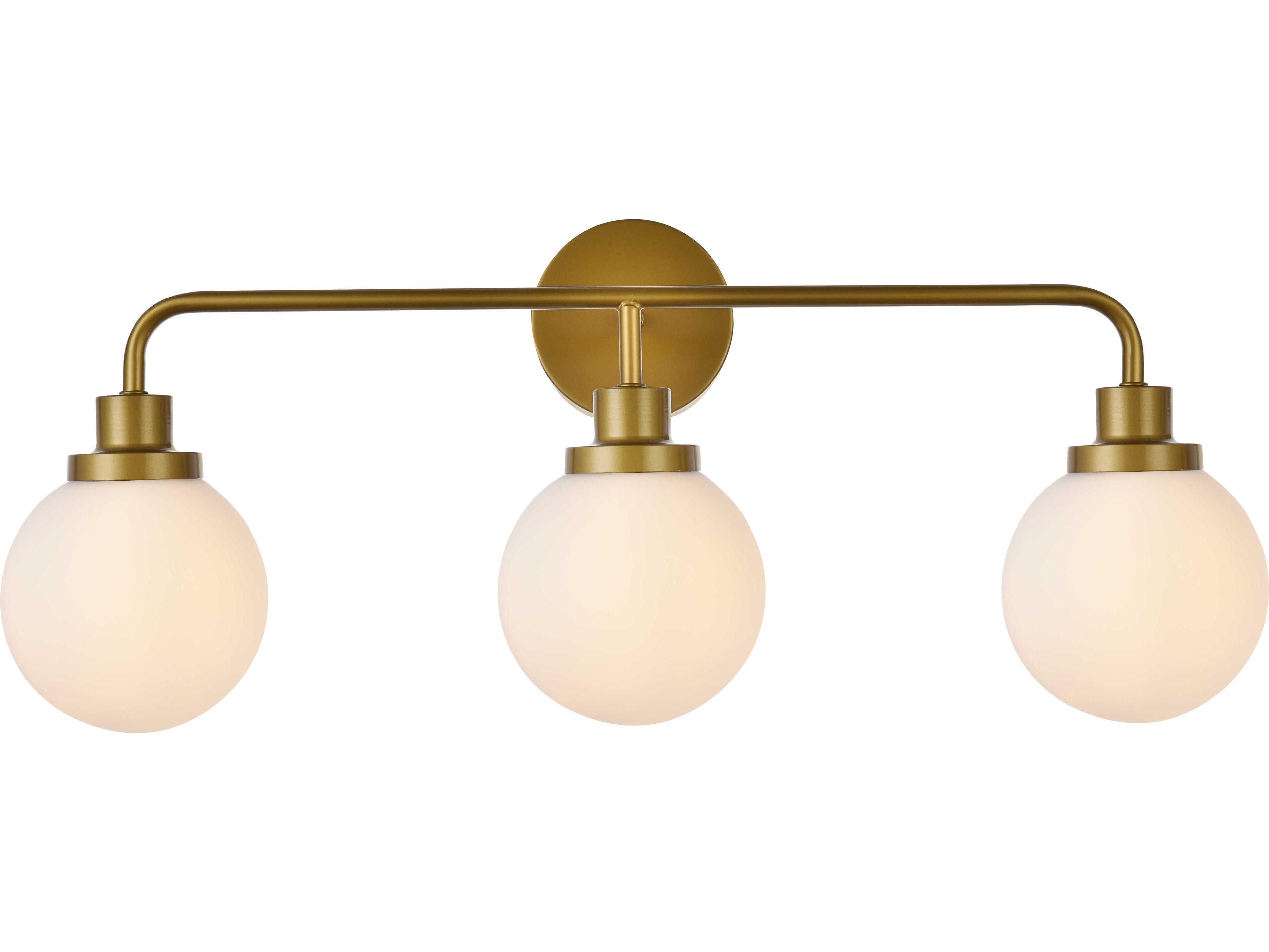 Elegant Lighting Hanson 3-Light Brass And Frosted Shade Glass Vanity Light