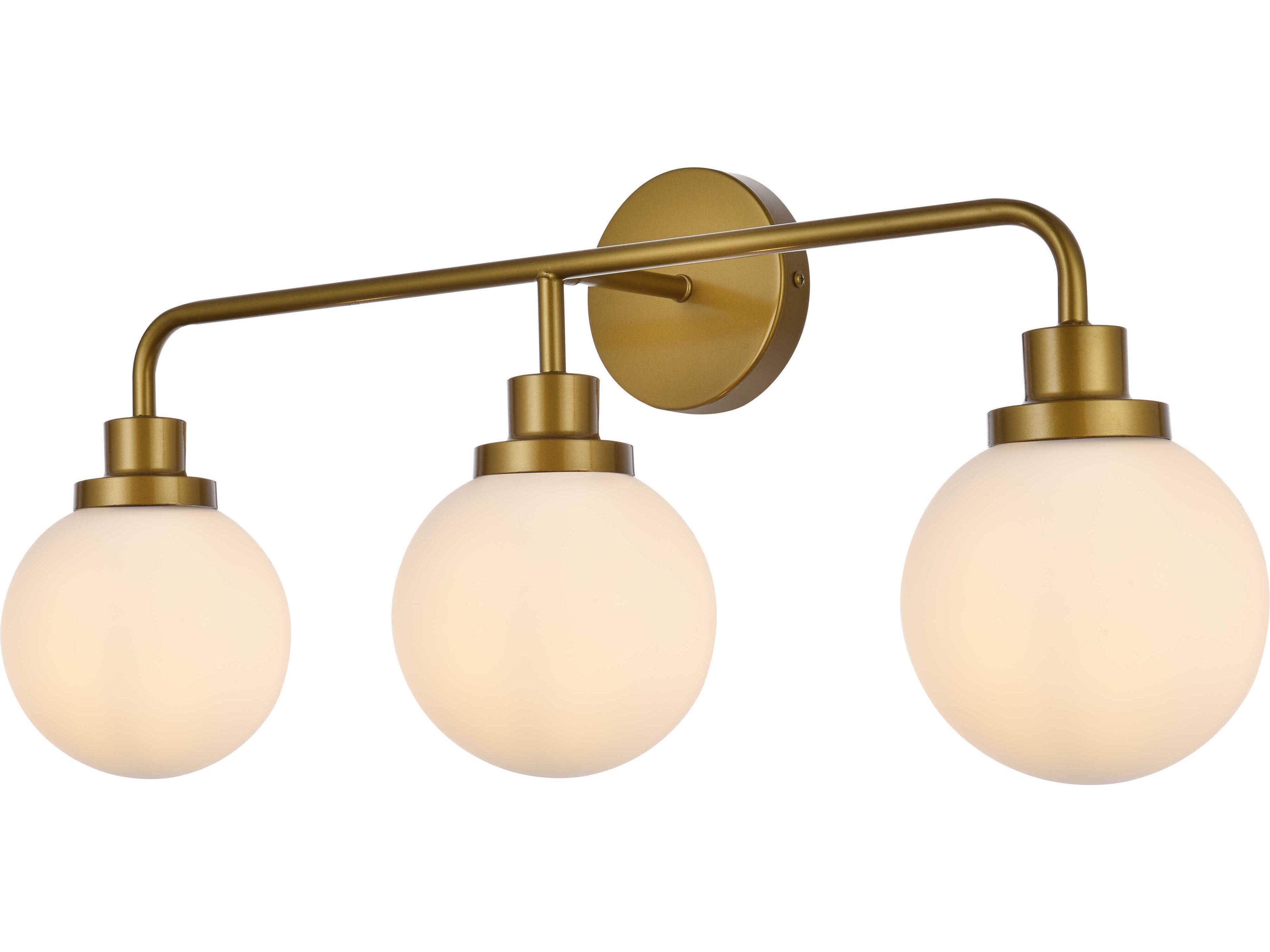 Elegant Lighting Hanson 3-Light Brass And Frosted Shade Glass Vanity Light