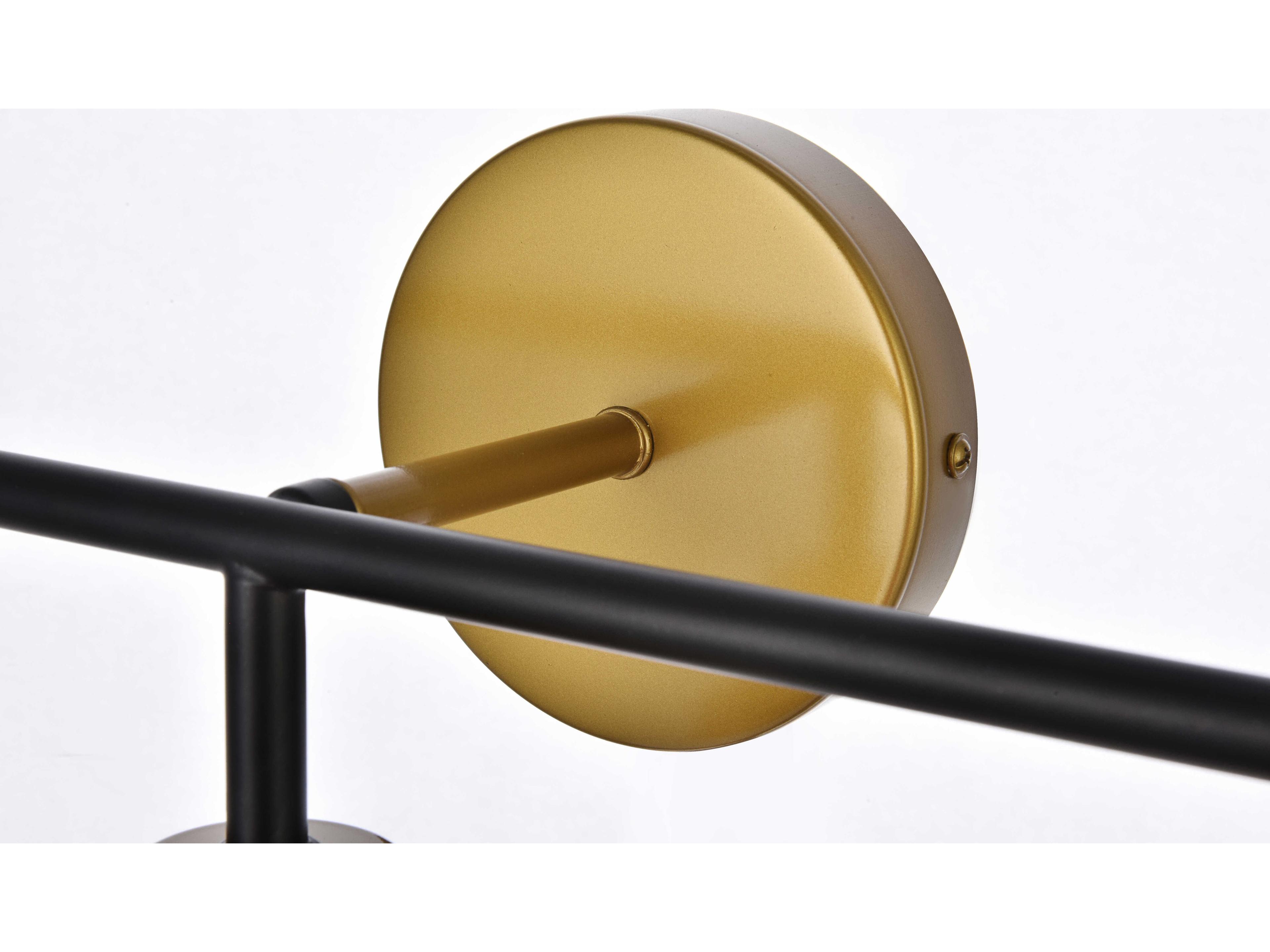 Elegant Lighting Hanson 3-Light Black And Brass Frosted Shade Glass Vanity Light