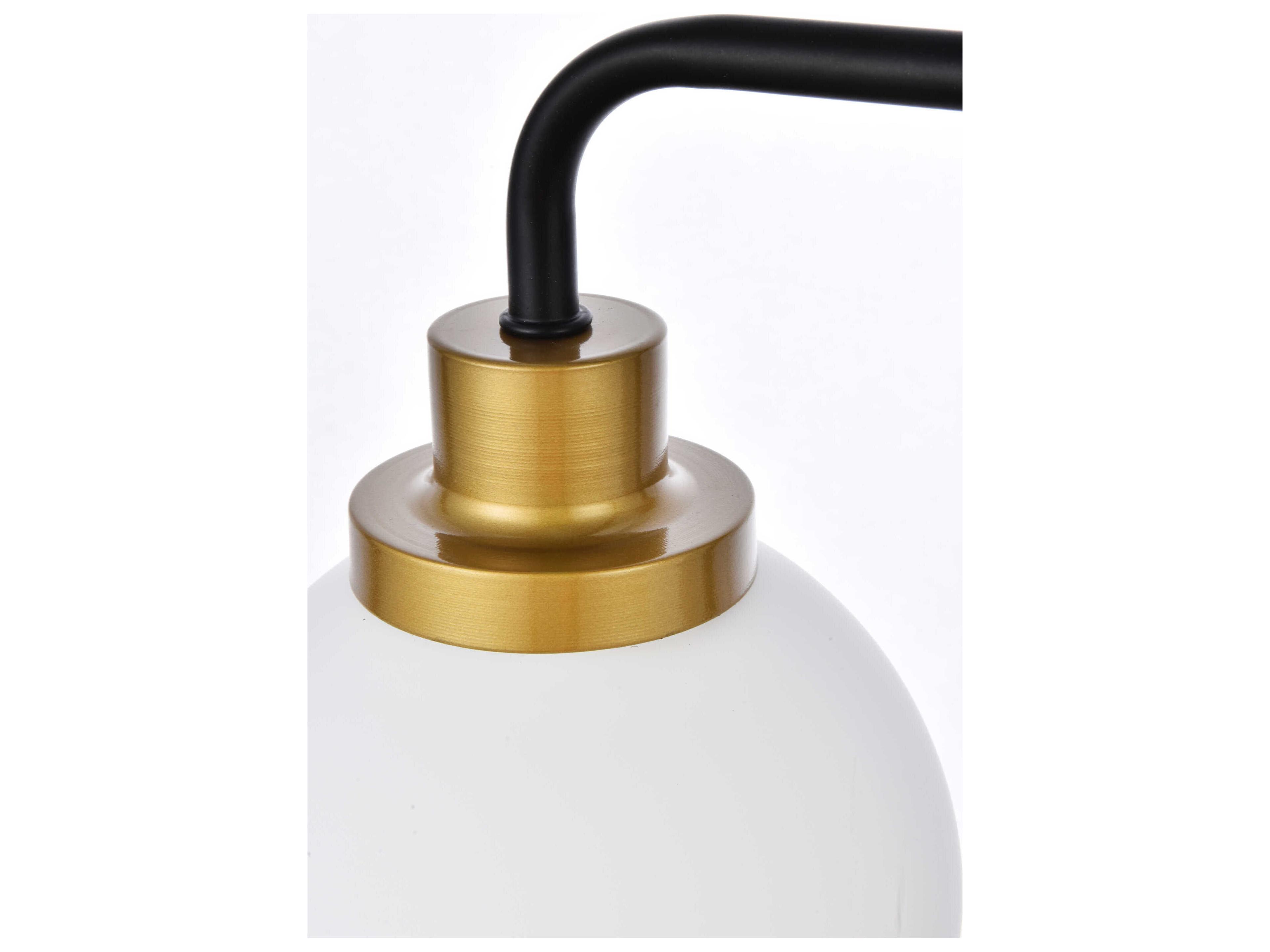 Elegant Lighting Hanson 3-Light Black And Brass Frosted Shade Glass Vanity Light