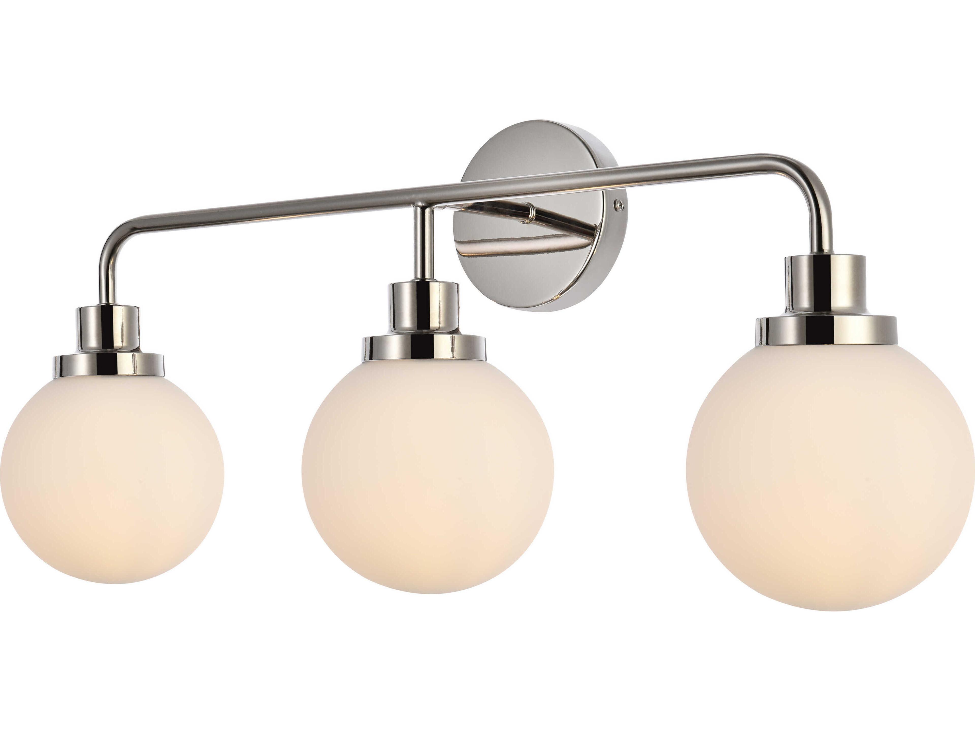 Elegant Lighting Hanson 3-Light Polished Nickel And Frosted Shade Glass Vanity Light