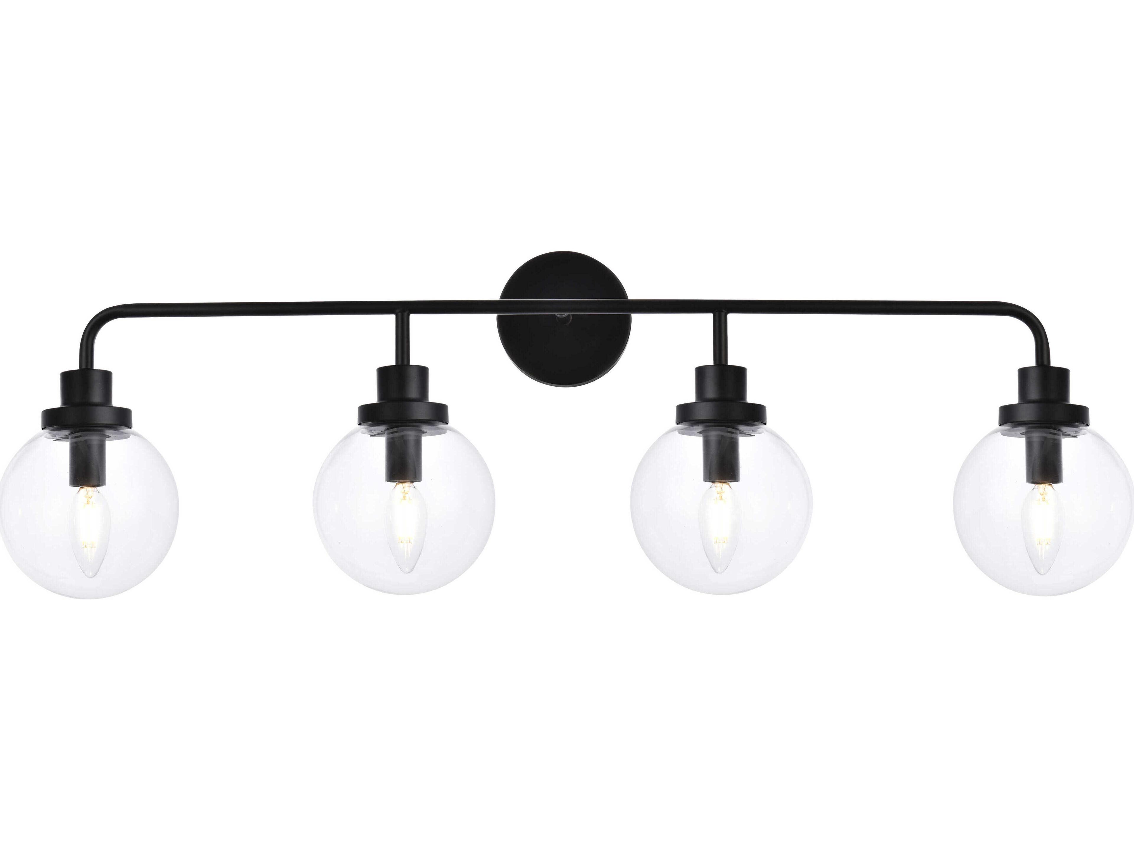 Hanson 4-Light Black And Clear Shade Glass Vanity Light