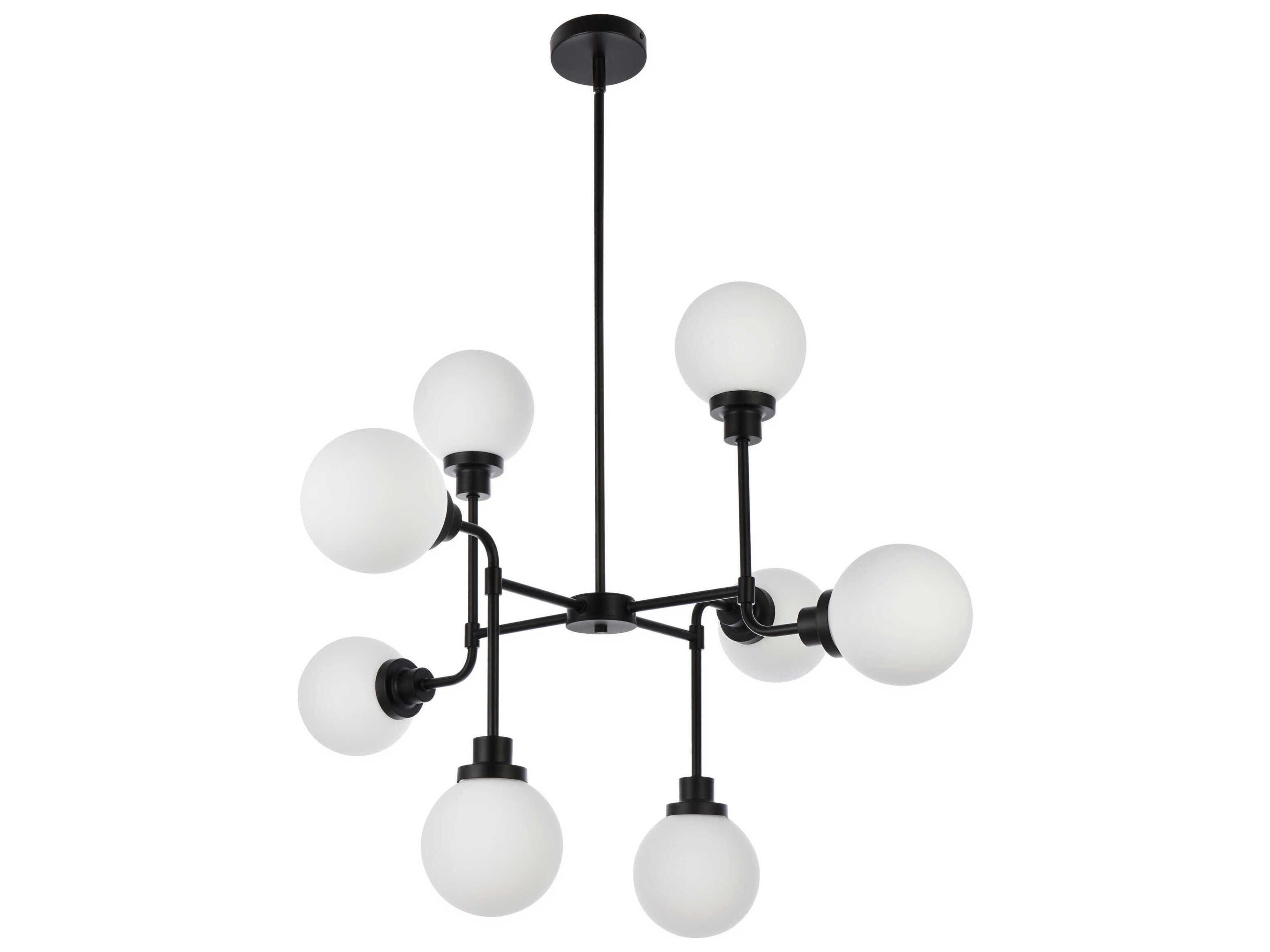 Elegant Lighting Hanson 8-Light Black Glass Globe Chandelier