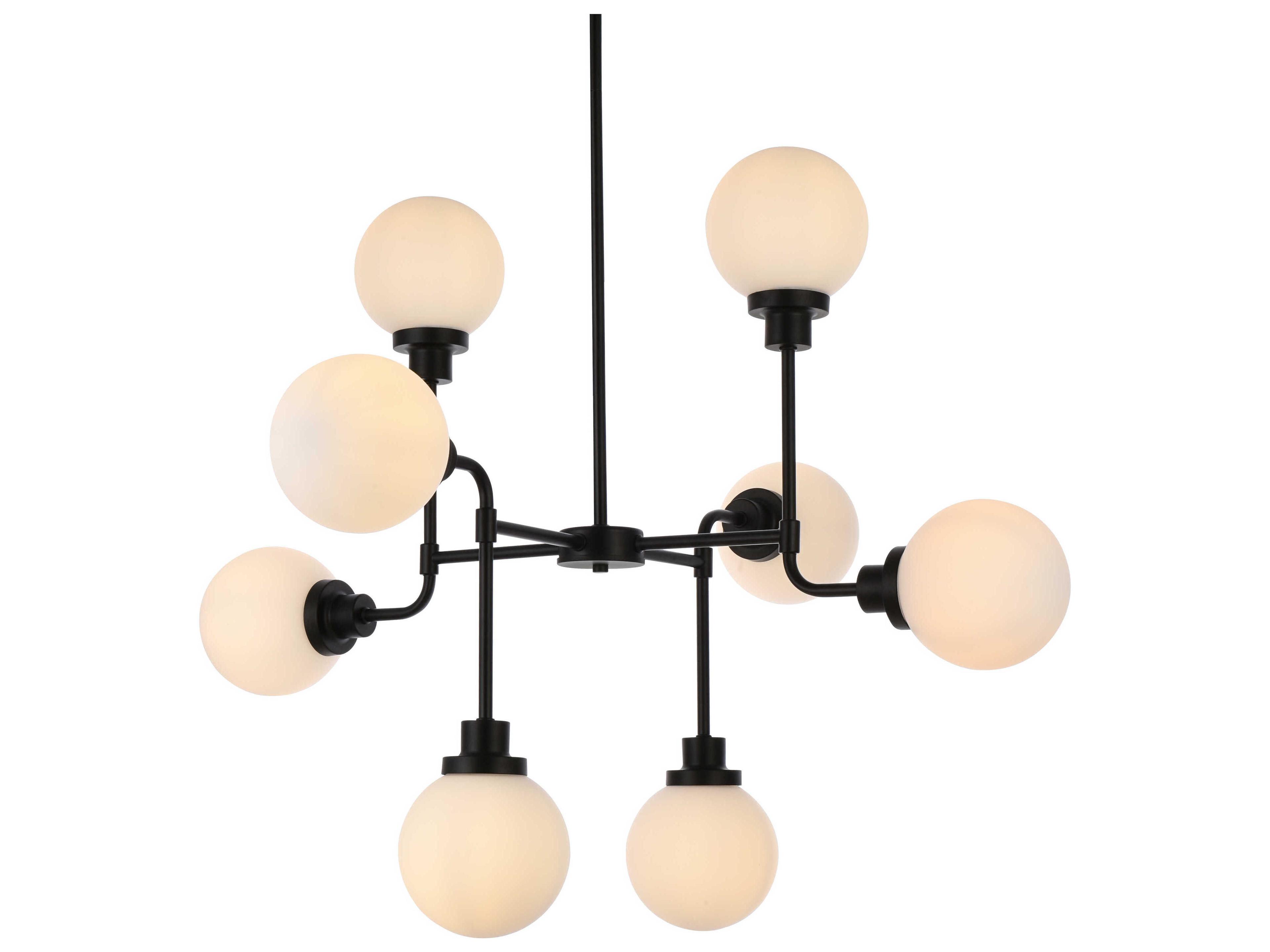 Elegant Lighting Hanson 8-Light Black Glass Globe Chandelier