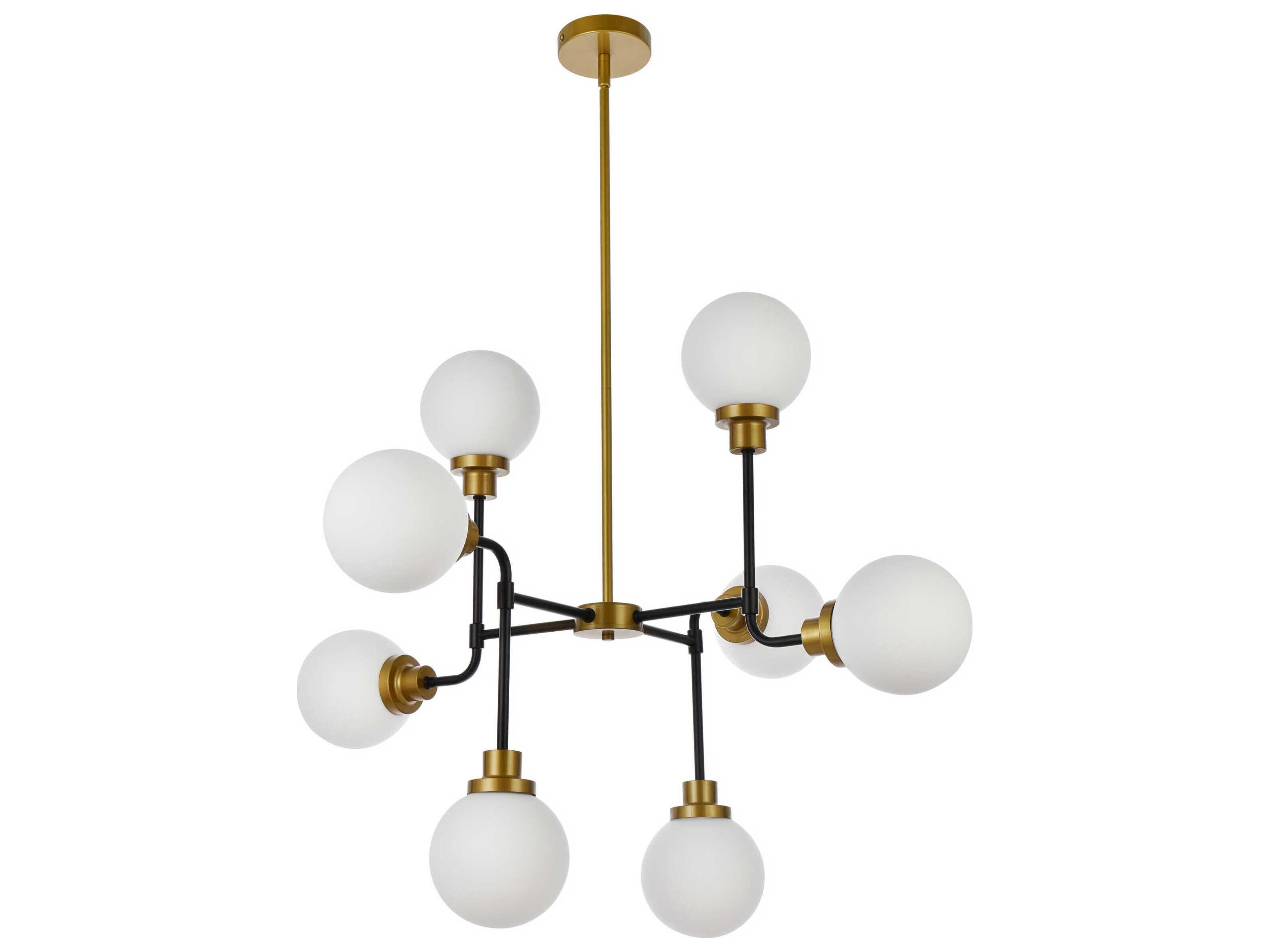 Elegant Lighting Hanson 8-Light Black Brass Glass Globe Chandelier