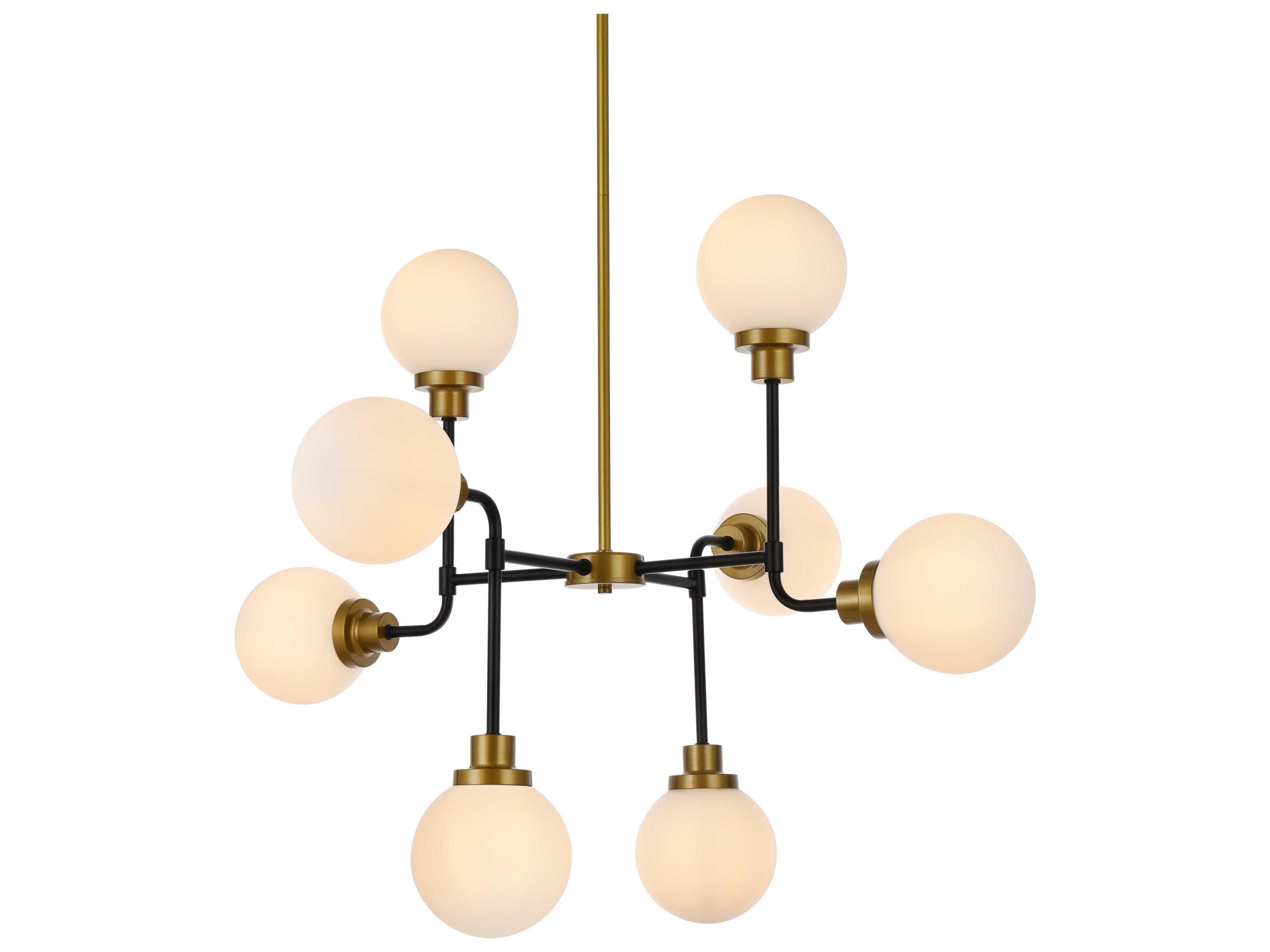 Elegant Lighting Hanson 8-Light Black Brass Glass Globe Chandelier