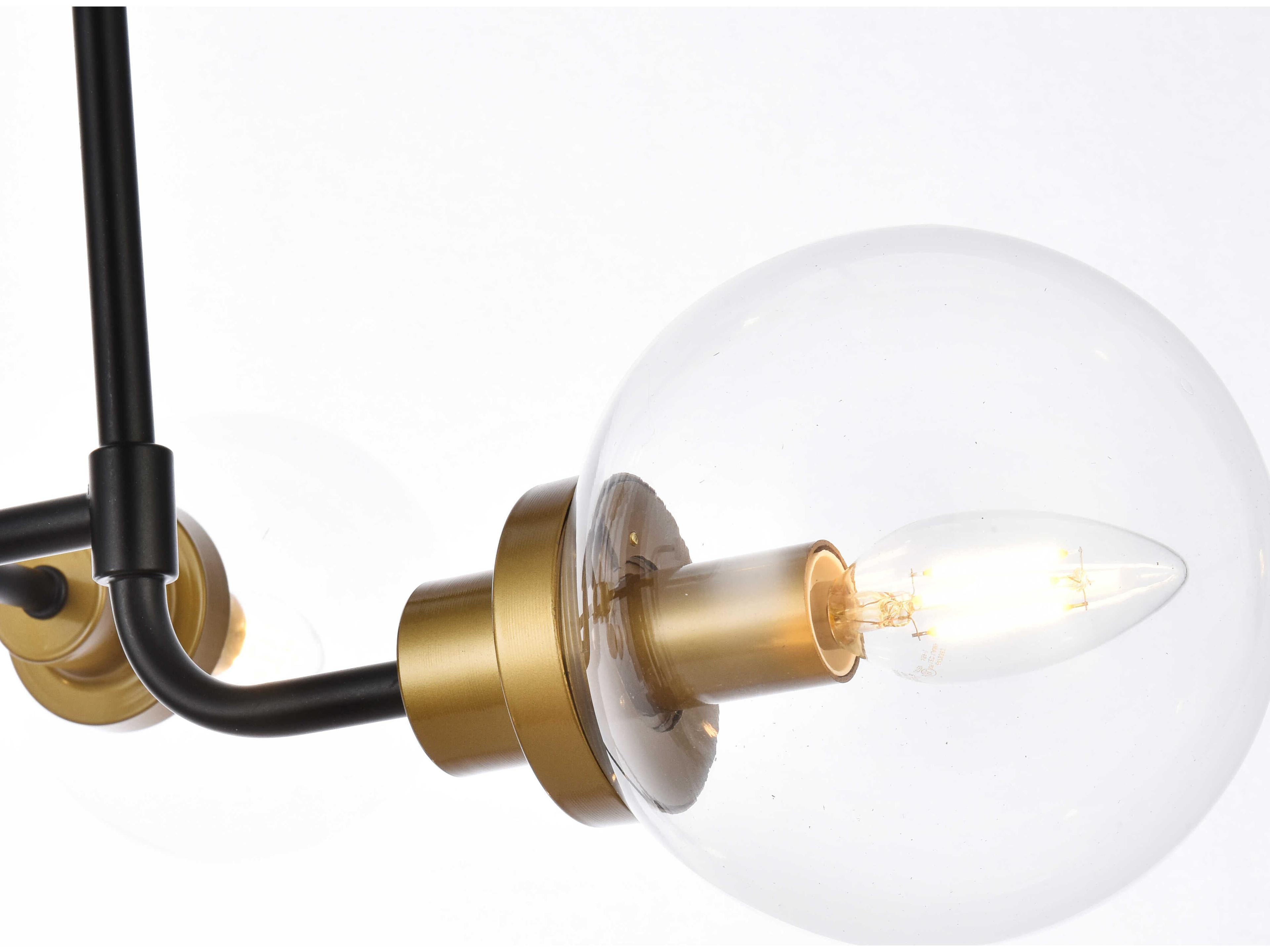 Elegant Lighting Hanson 8-Light Black And Brass Clear Shade Glass Globe Chandelier