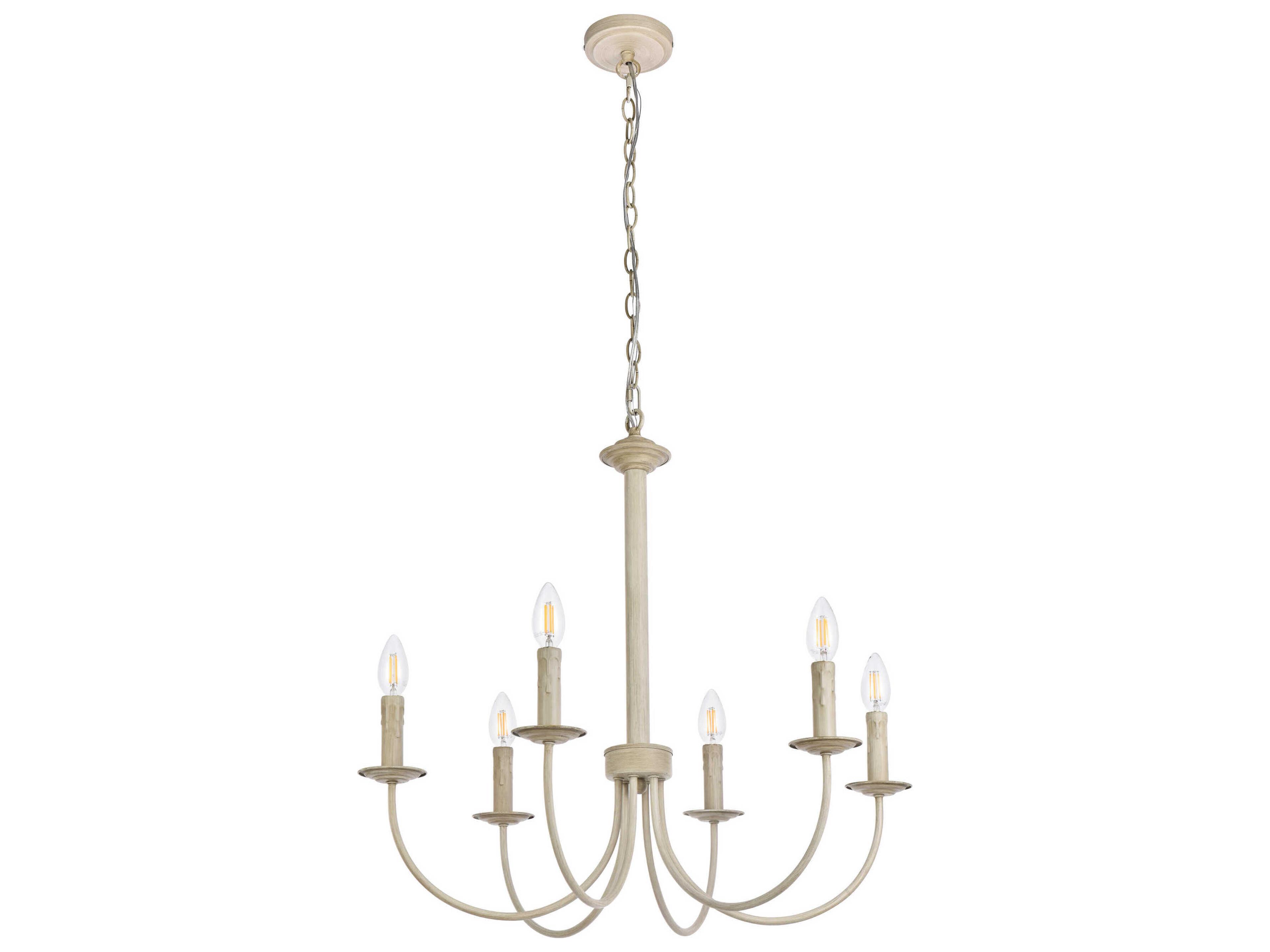 Elegant Lighting Brielle 6-Light Weathered Dove White Chandelier