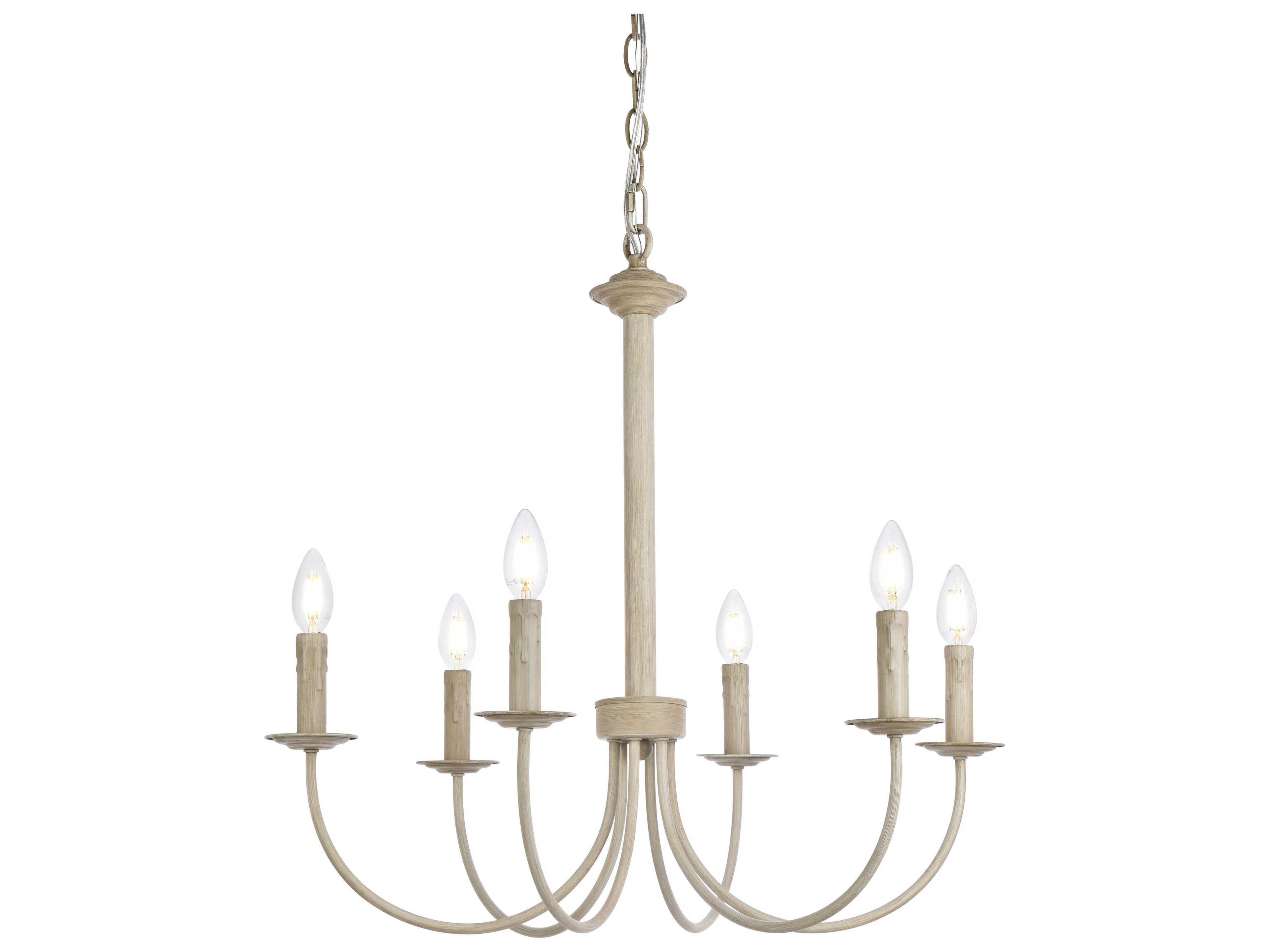 Elegant Lighting Brielle 6-Light Weathered Dove White Chandelier