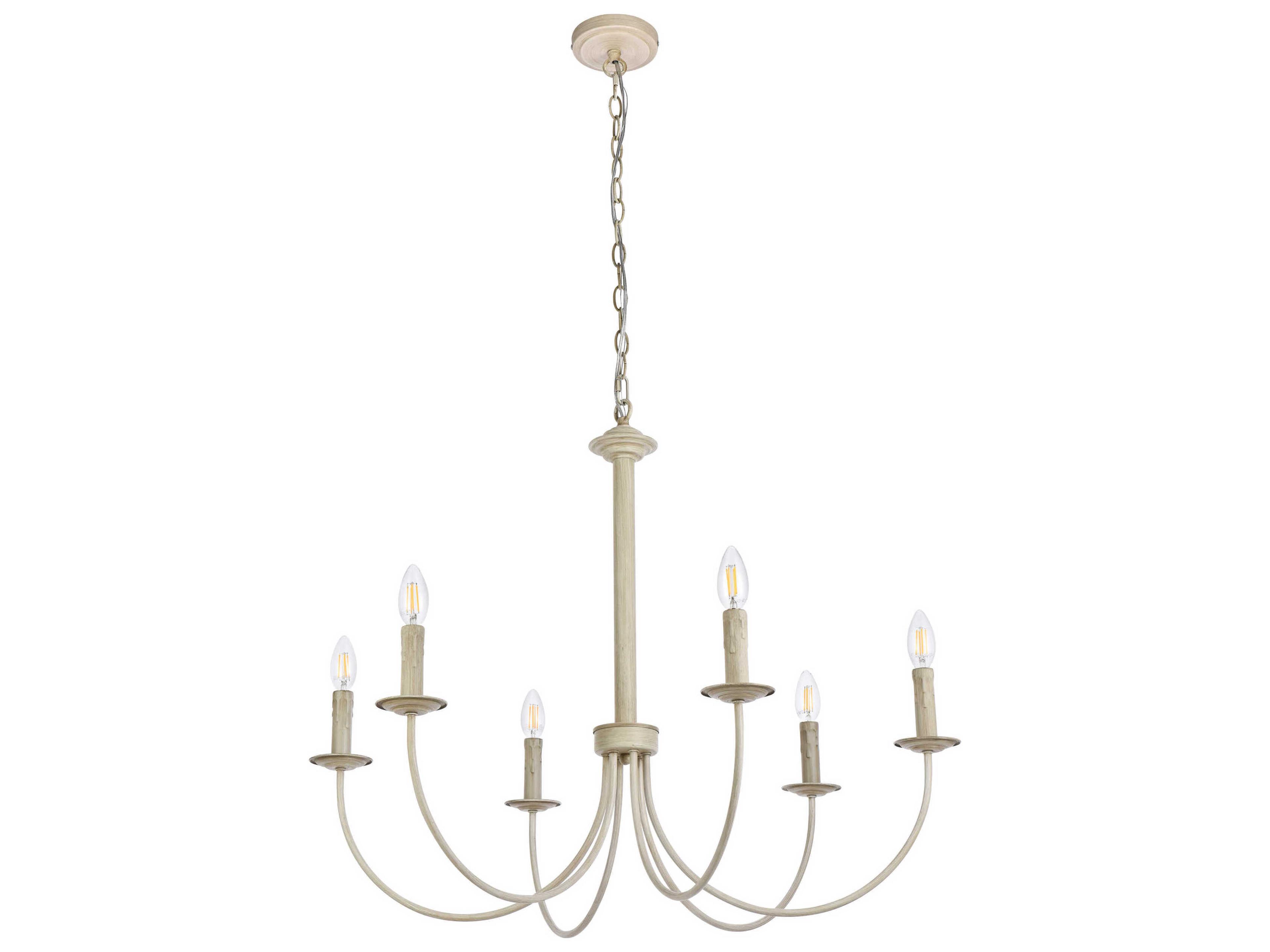 Elegant Lighting Brielle 6-Light Weathered Dove White Chandelier
