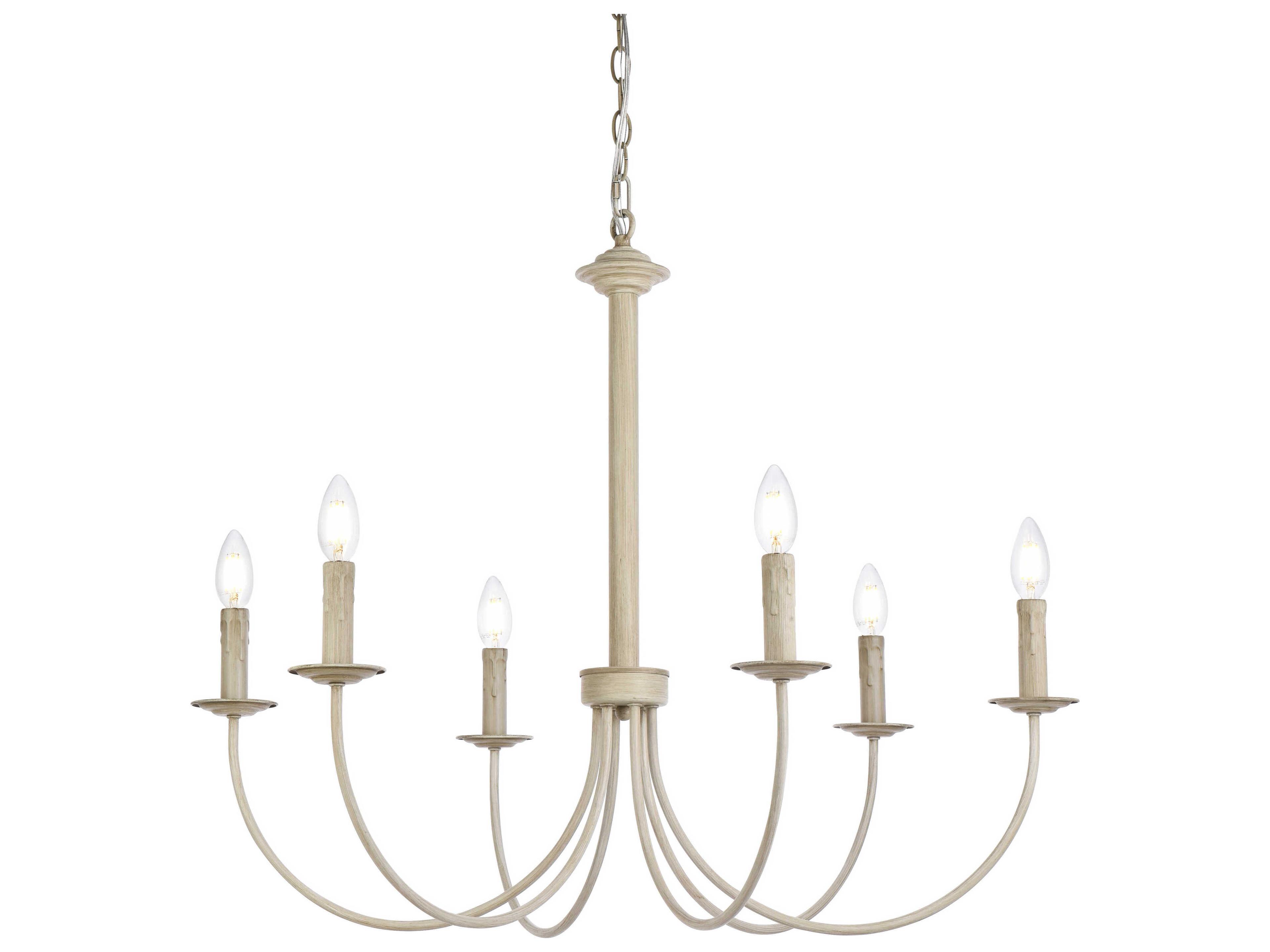 Elegant Lighting Brielle 6-Light Weathered Dove White Chandelier