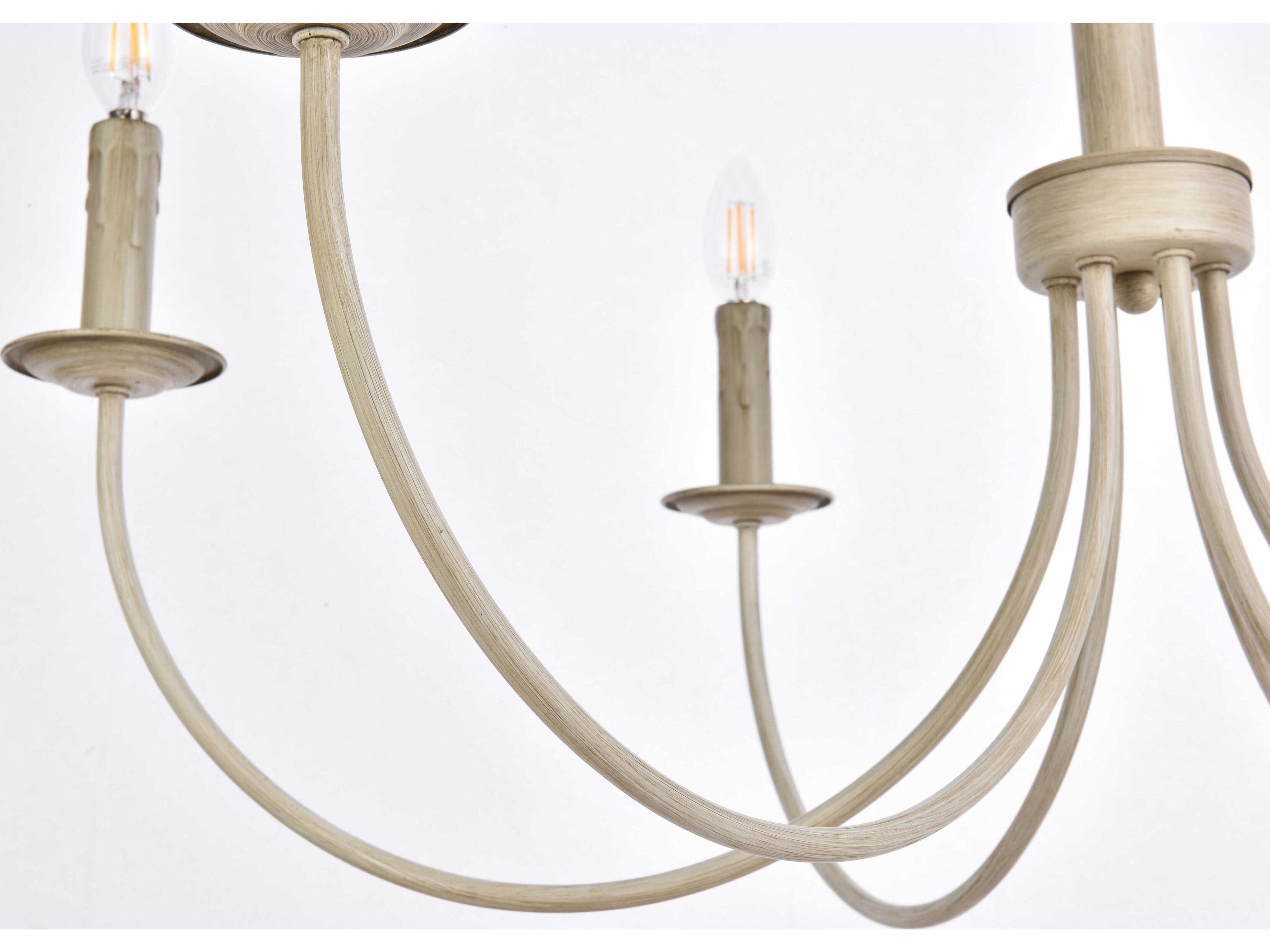 Elegant Lighting Brielle 6-Light Weathered Dove White Chandelier